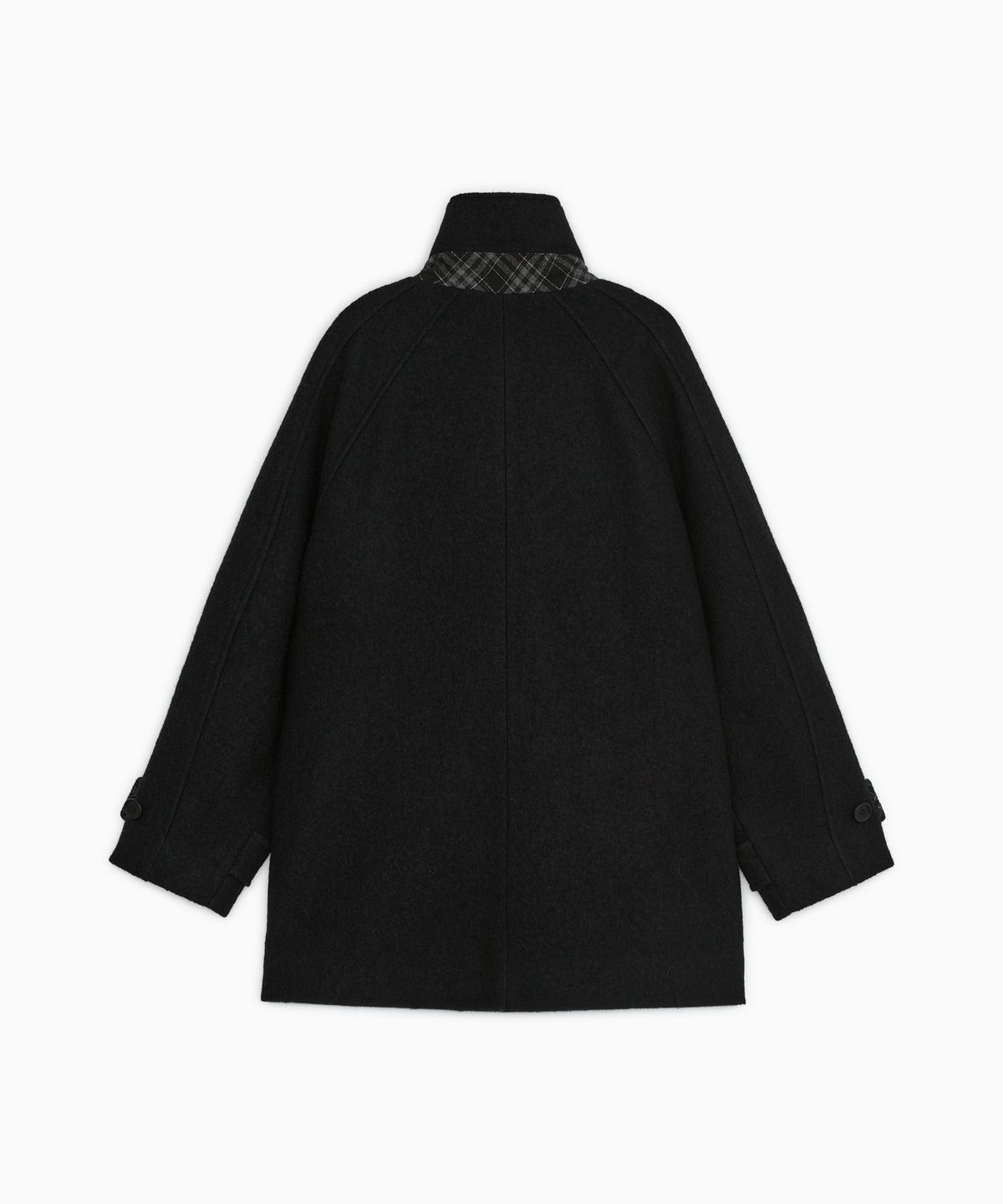 오헤시오(OHESHIO) CHECK LAYERED COLLAR DOUBLE WOOL COAT, BLACK