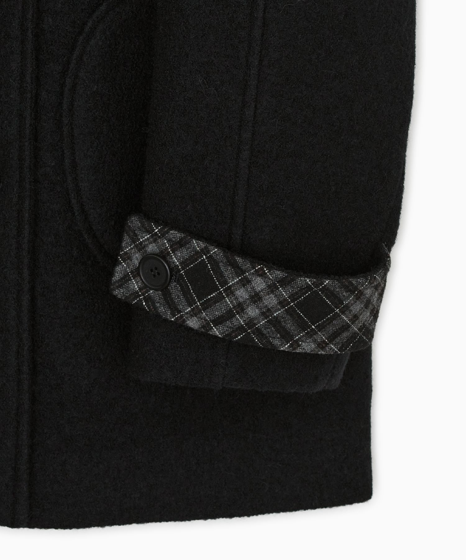 오헤시오(OHESHIO) CHECK LAYERED COLLAR DOUBLE WOOL COAT, BLACK