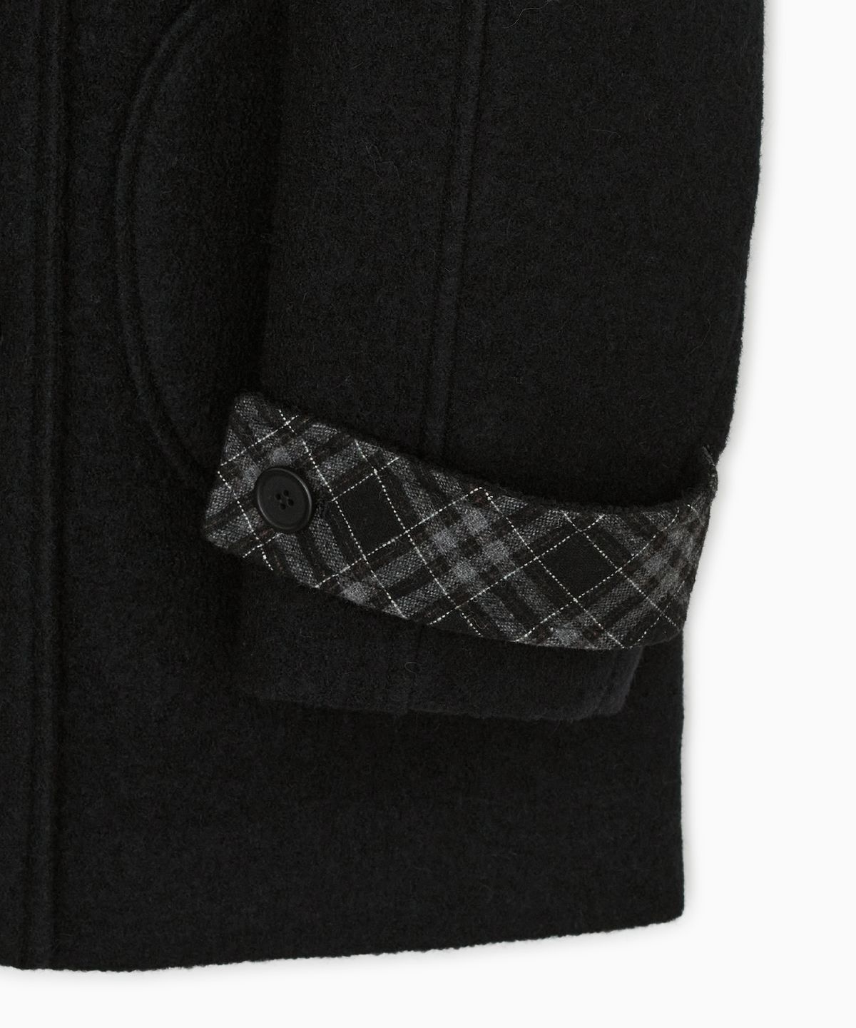 오헤시오(OHESHIO) CHECK LAYERED COLLAR DOUBLE WOOL COAT, BLACK