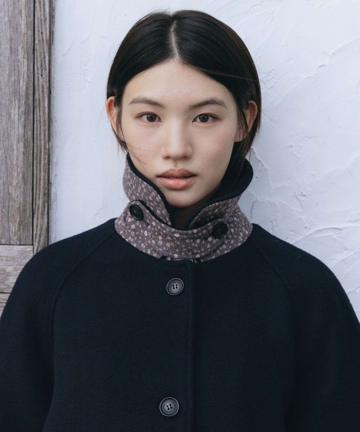 오헤시오(OHESHIO) FLORAL BALMACAAN LONG COAT, BLACK