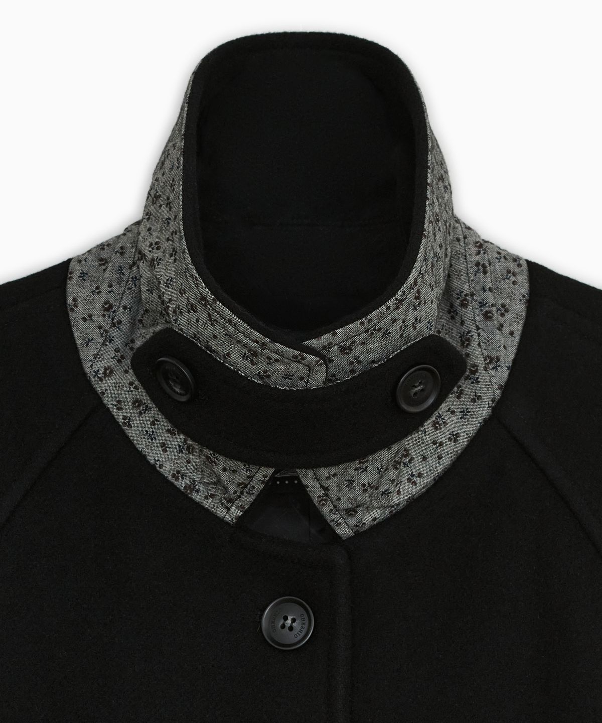 오헤시오(OHESHIO) FLORAL BALMACAAN LONG COAT, BLACK