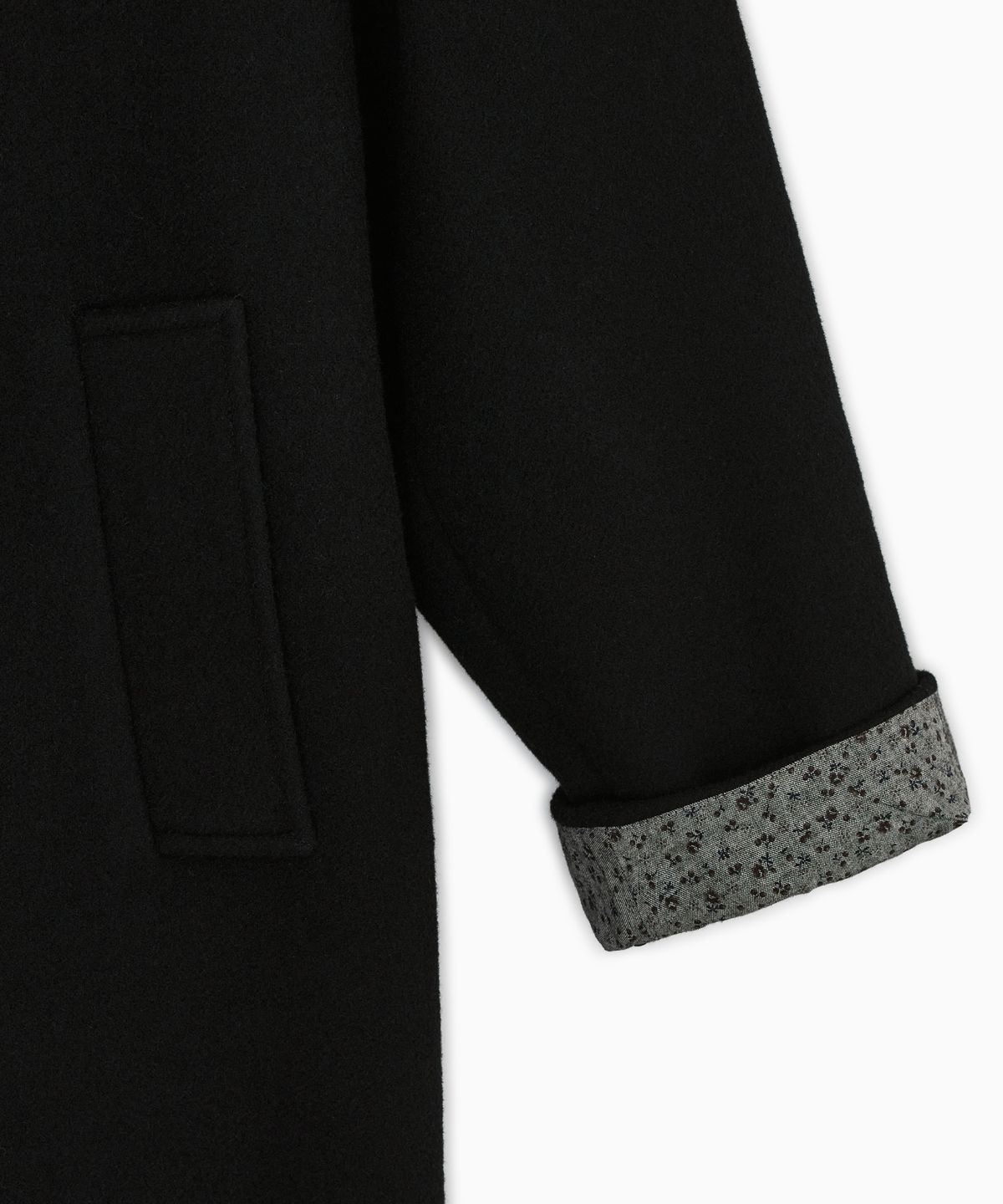 오헤시오(OHESHIO) FLORAL BALMACAAN LONG COAT, BLACK