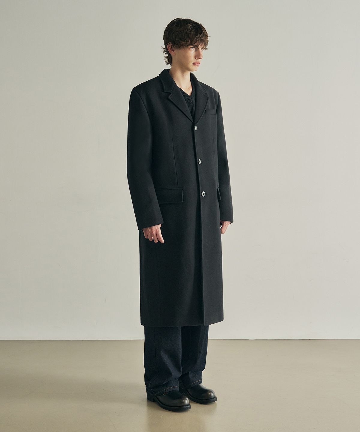 로템버(ROTEMBER) [SOFT WOOL] 울 싱글 체스터 코트 [블랙]