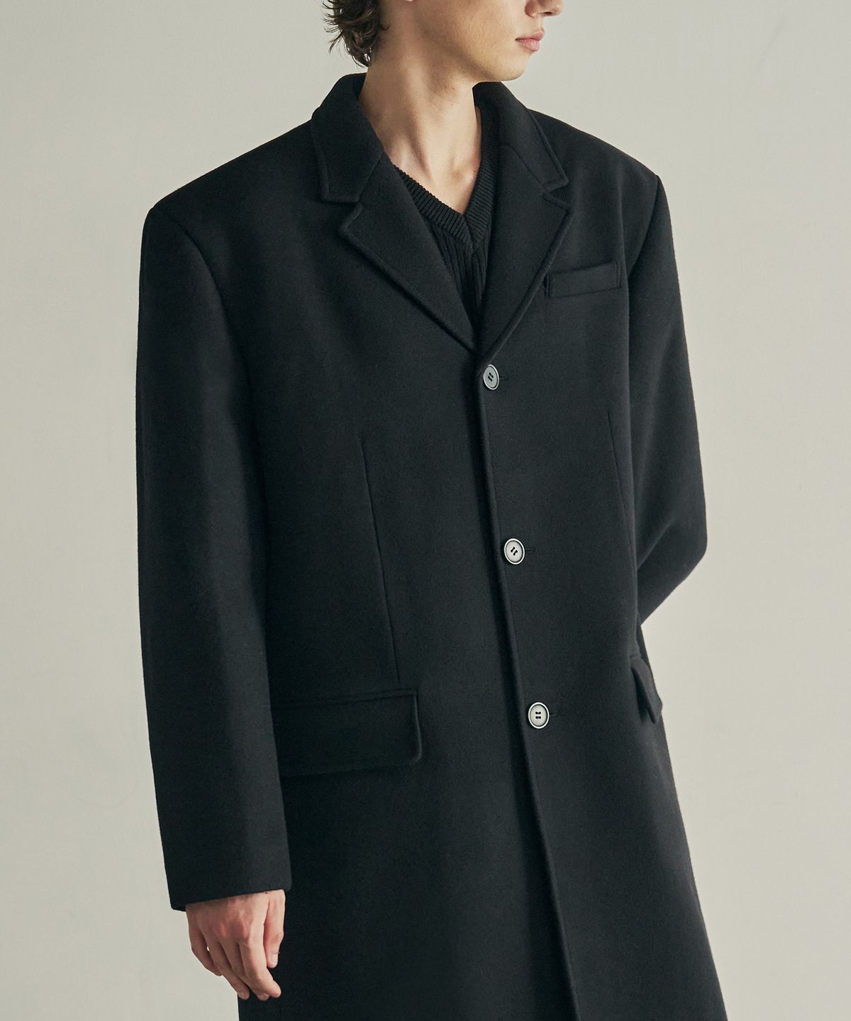 로템버(ROTEMBER) [SOFT WOOL] 울 싱글 체스터 코트 [블랙]