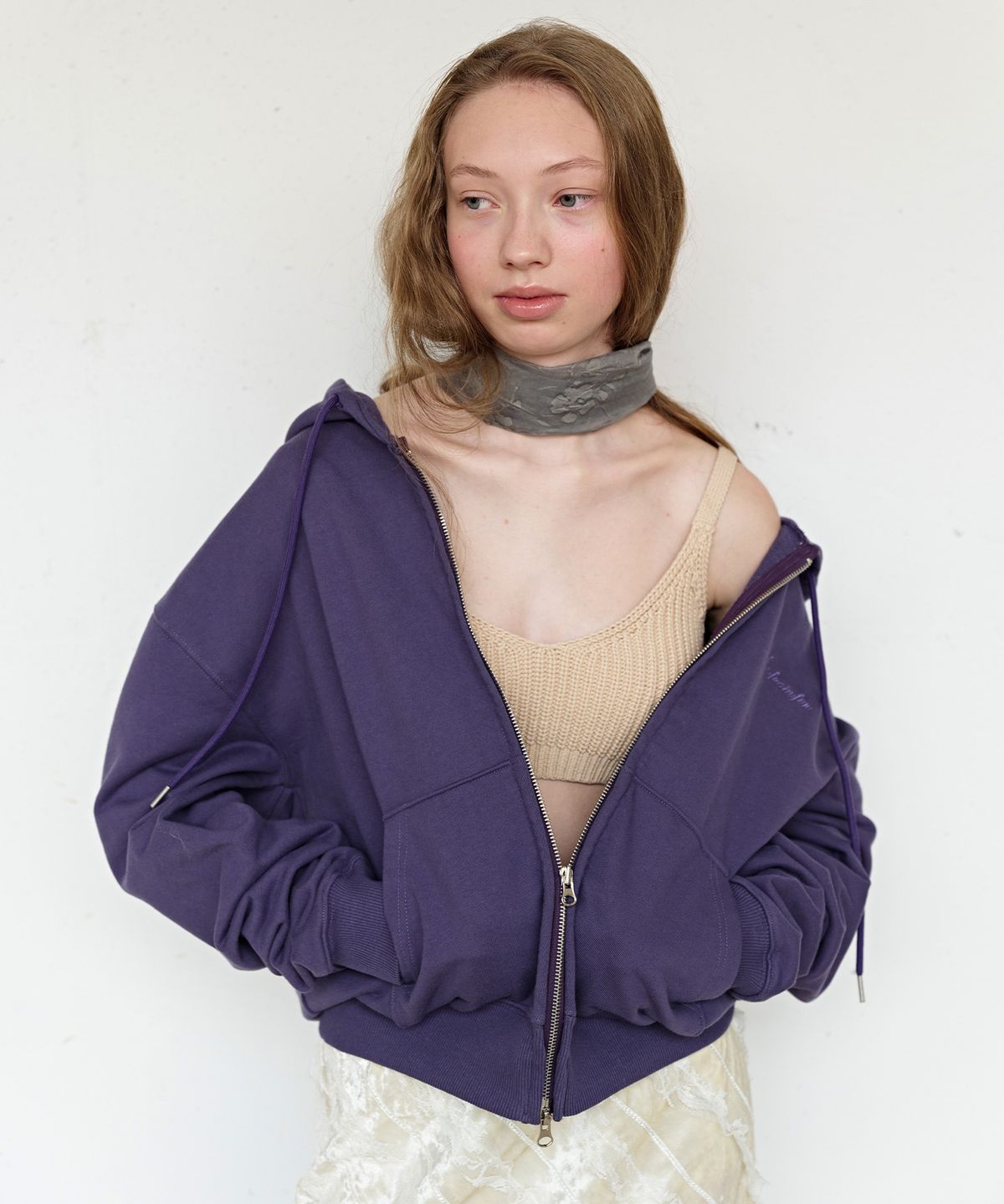 펀프롬펀(FUNFROMFUN) Floral Sheer Scarf, Grey