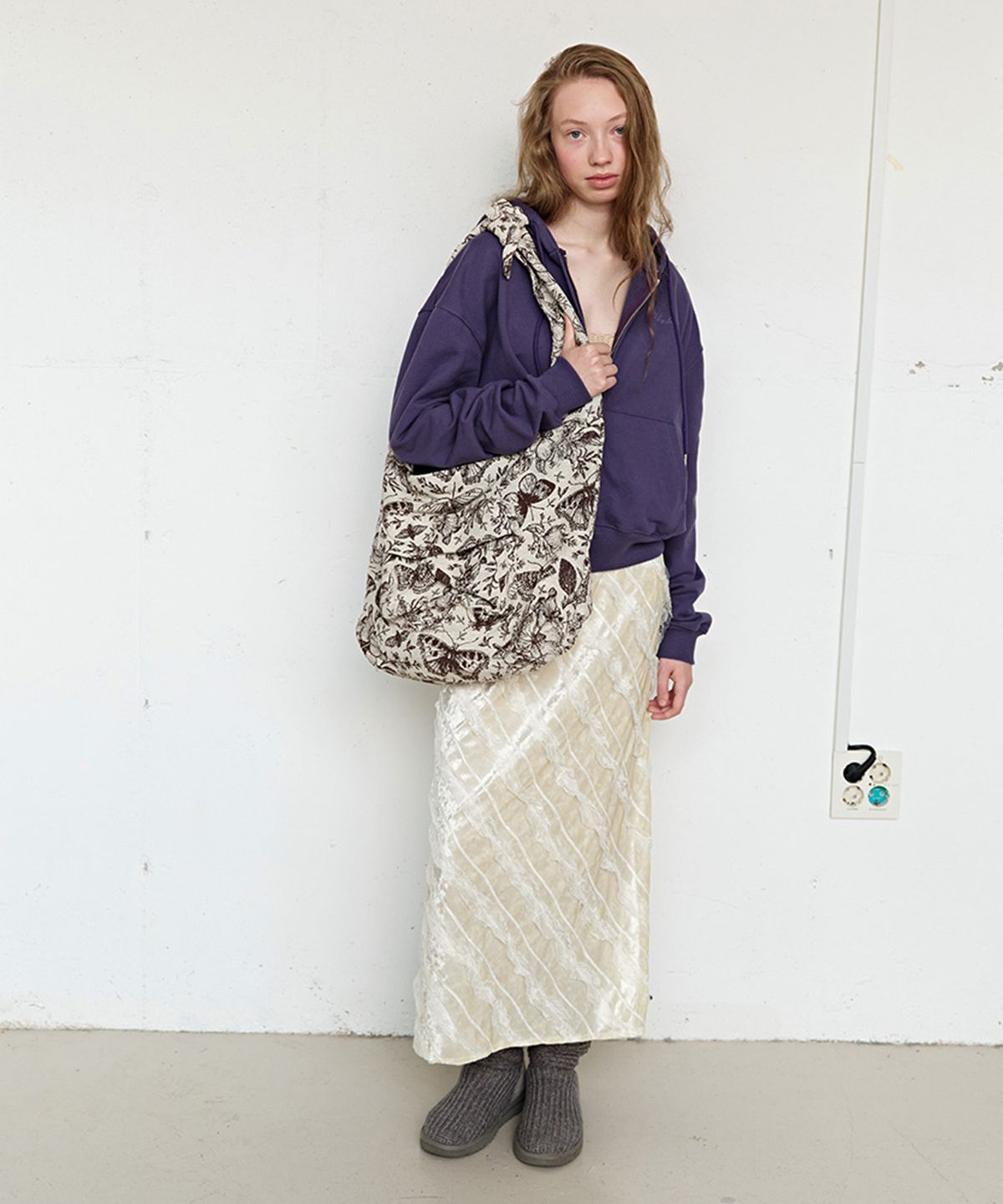 펀프롬펀(FUNFROMFUN) Butterfly Jacquard Bag, Beige