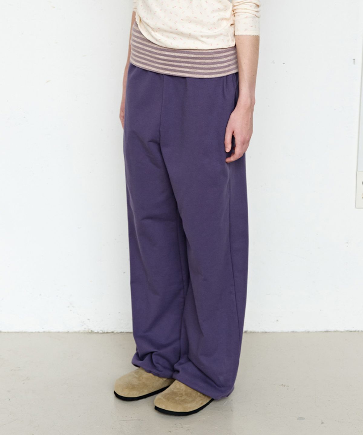 펀프롬펀(FUNFROMFUN) Folded Sweat Pants, Plum Smoothie