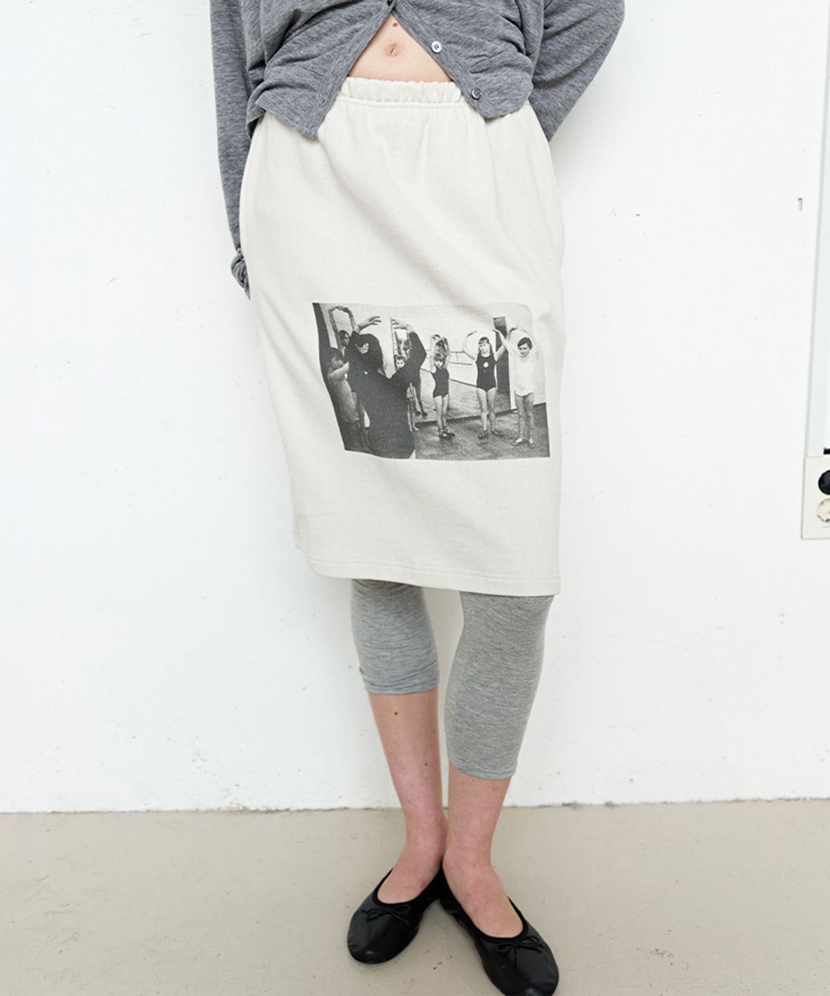 펀프롬펀(FUNFROMFUN) Ballet Class Midi Skirt, Oyster