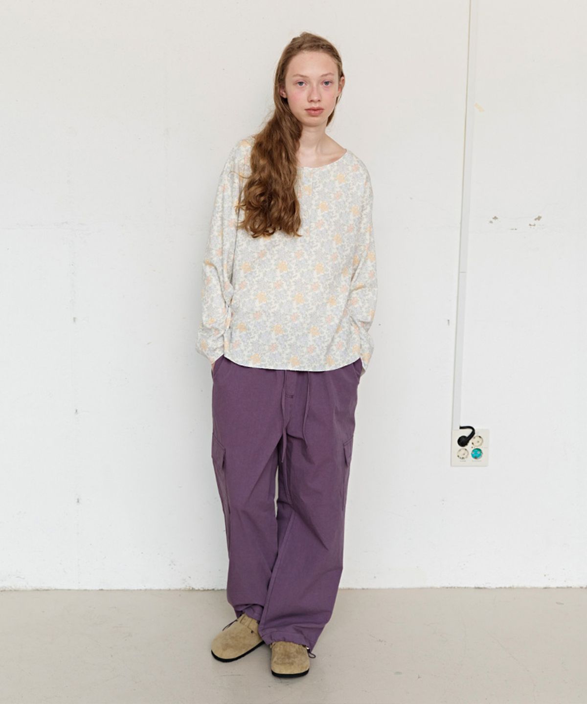 펀프롬펀(FUNFROMFUN) Rustic Waffle Henley Top, Dusty Blue