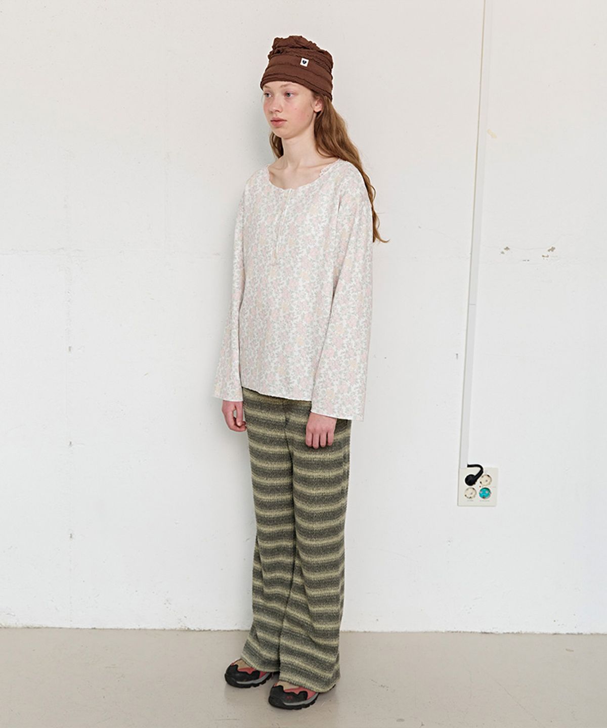 펀프롬펀(FUNFROMFUN) Rustic Waffle Henley Top, Cream