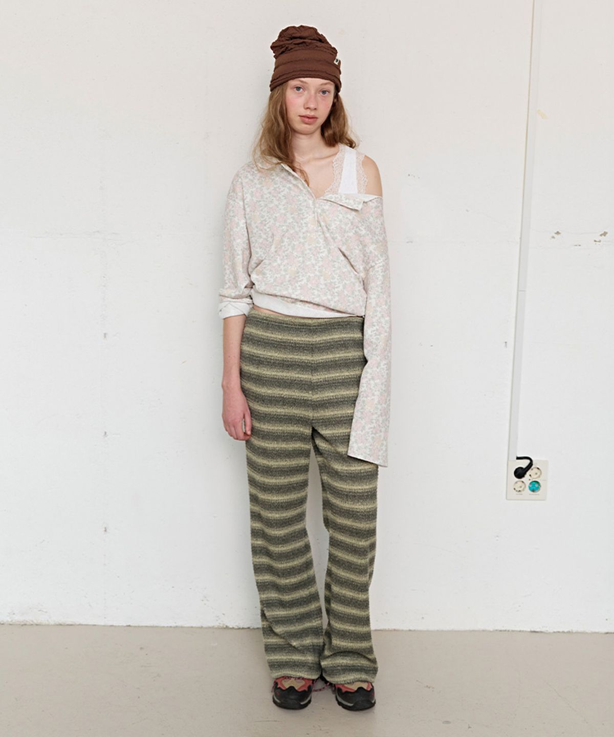 펀프롬펀(FUNFROMFUN) Rustic Waffle Henley Top, Cream
