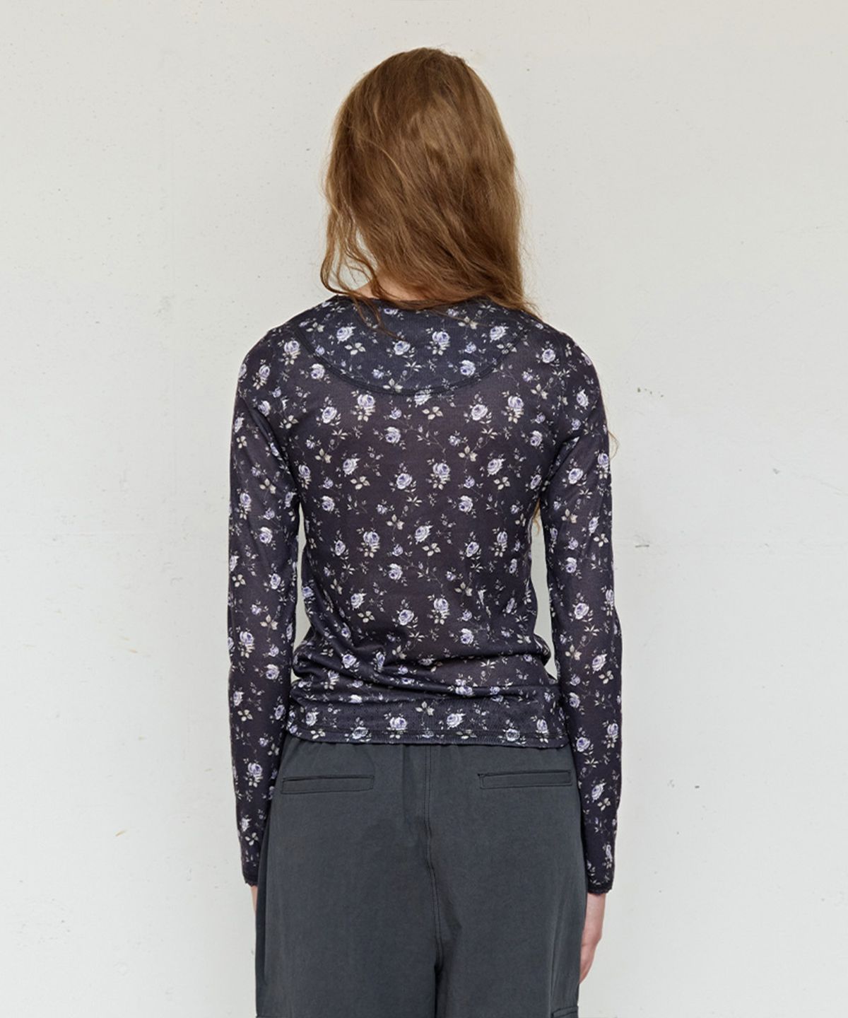 펀프롬펀(FUNFROMFUN) Petal Pointelle Tee, Charcoal
