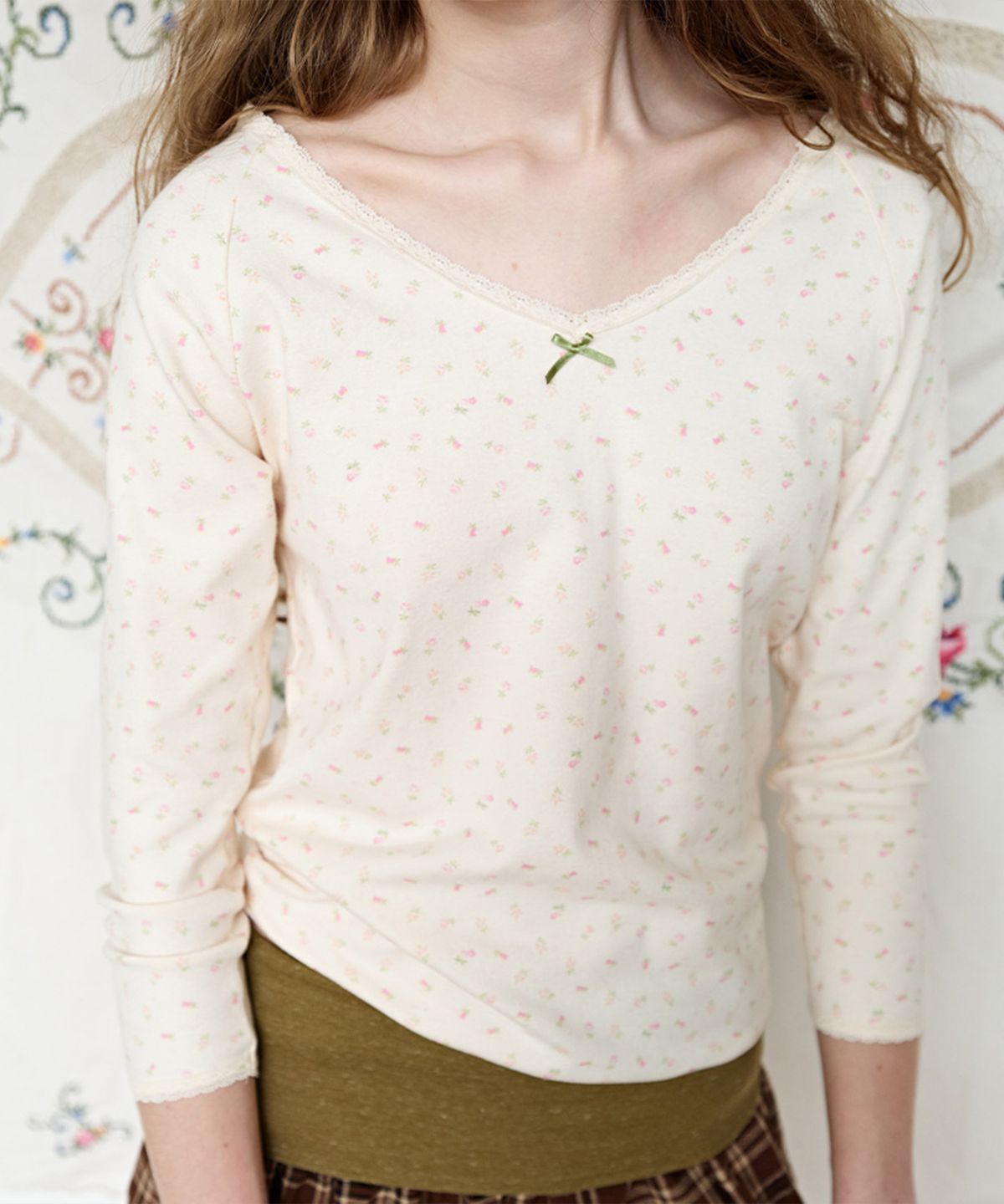 펀프롬펀(FUNFROMFUN) Soft Flower Tee, Cream