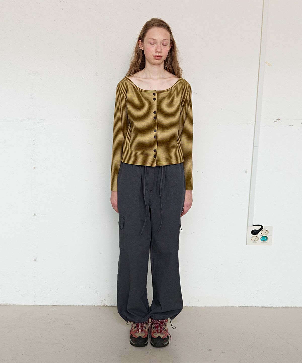 펀프롬펀(FUNFROMFUN) Boat Neck Cardigan, Pickle Green