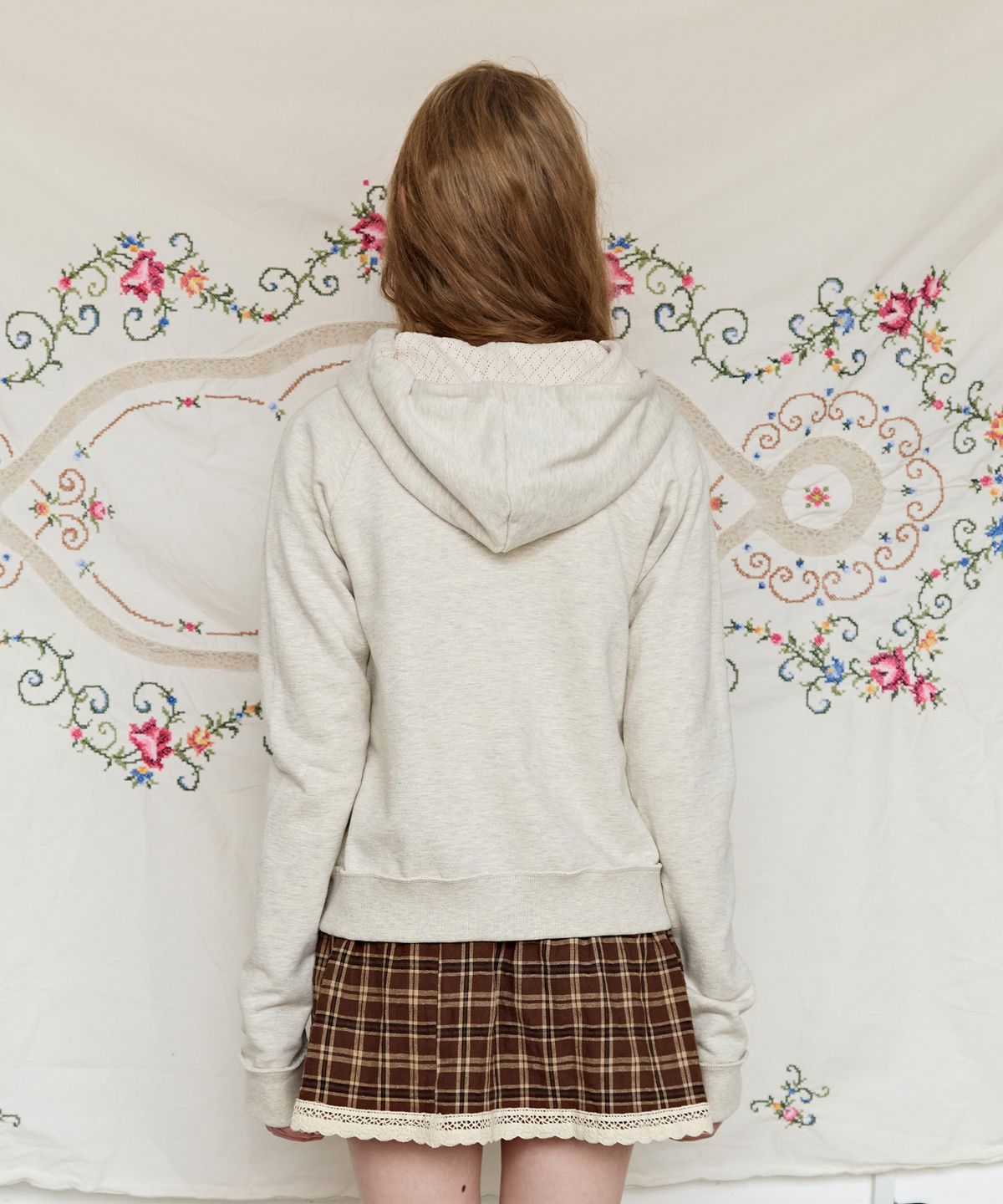 펀프롬펀(FUNFROMFUN) Applique Boho Hoodie, Oatmeal