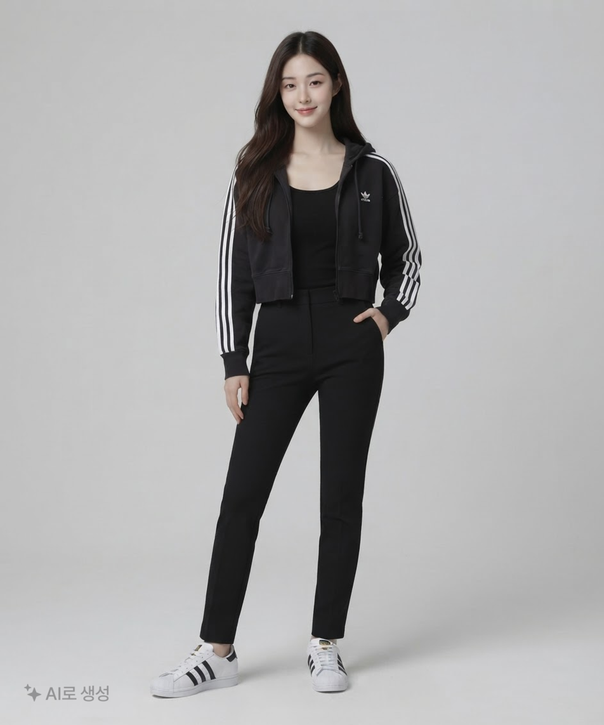 아디다스(ADIDAS) 숏 후디 - 블랙 / GN2890 XS