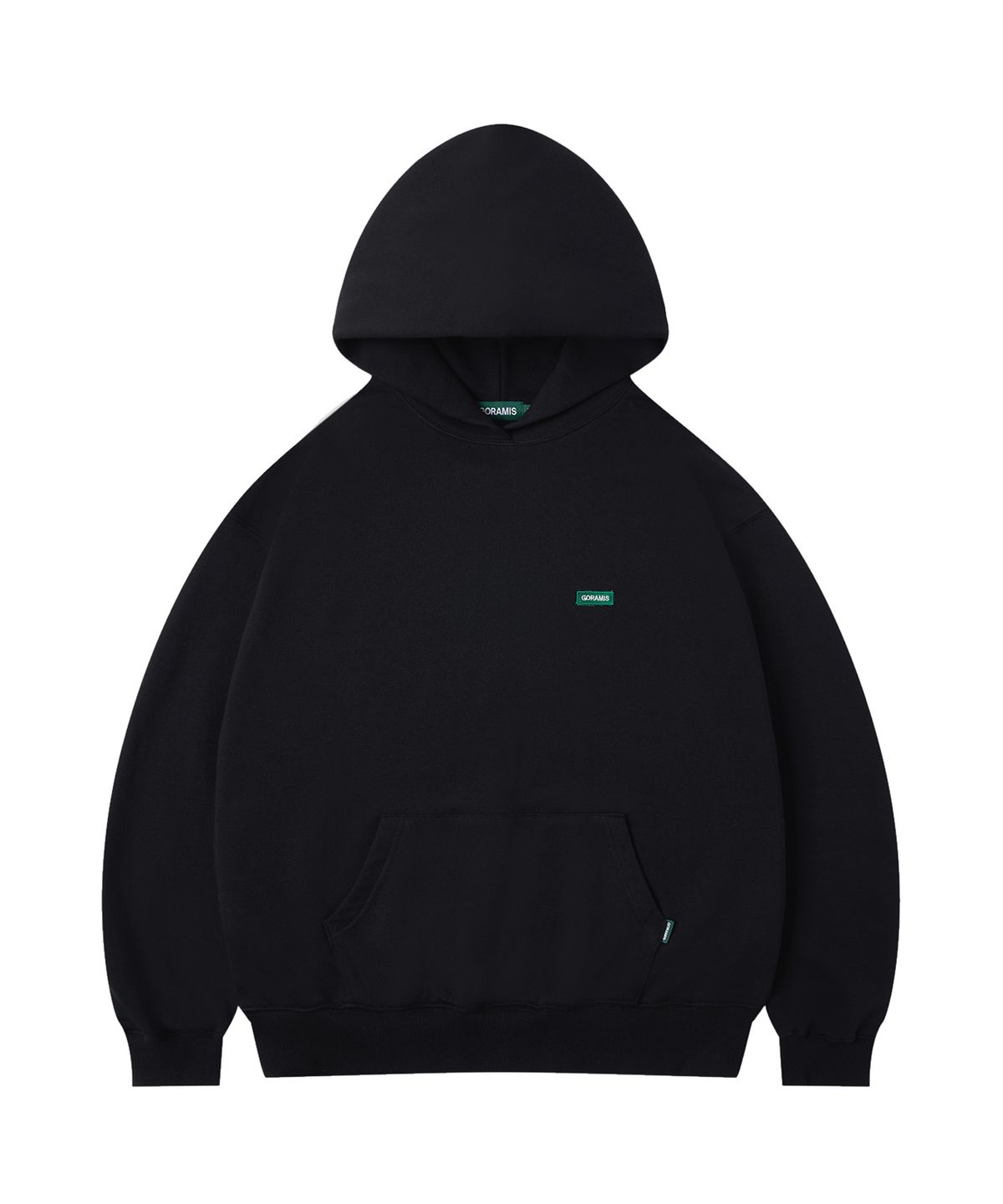 고라미스(GORAMIS) 퍽 더 루트 텍스트 후드티 [BLACK]