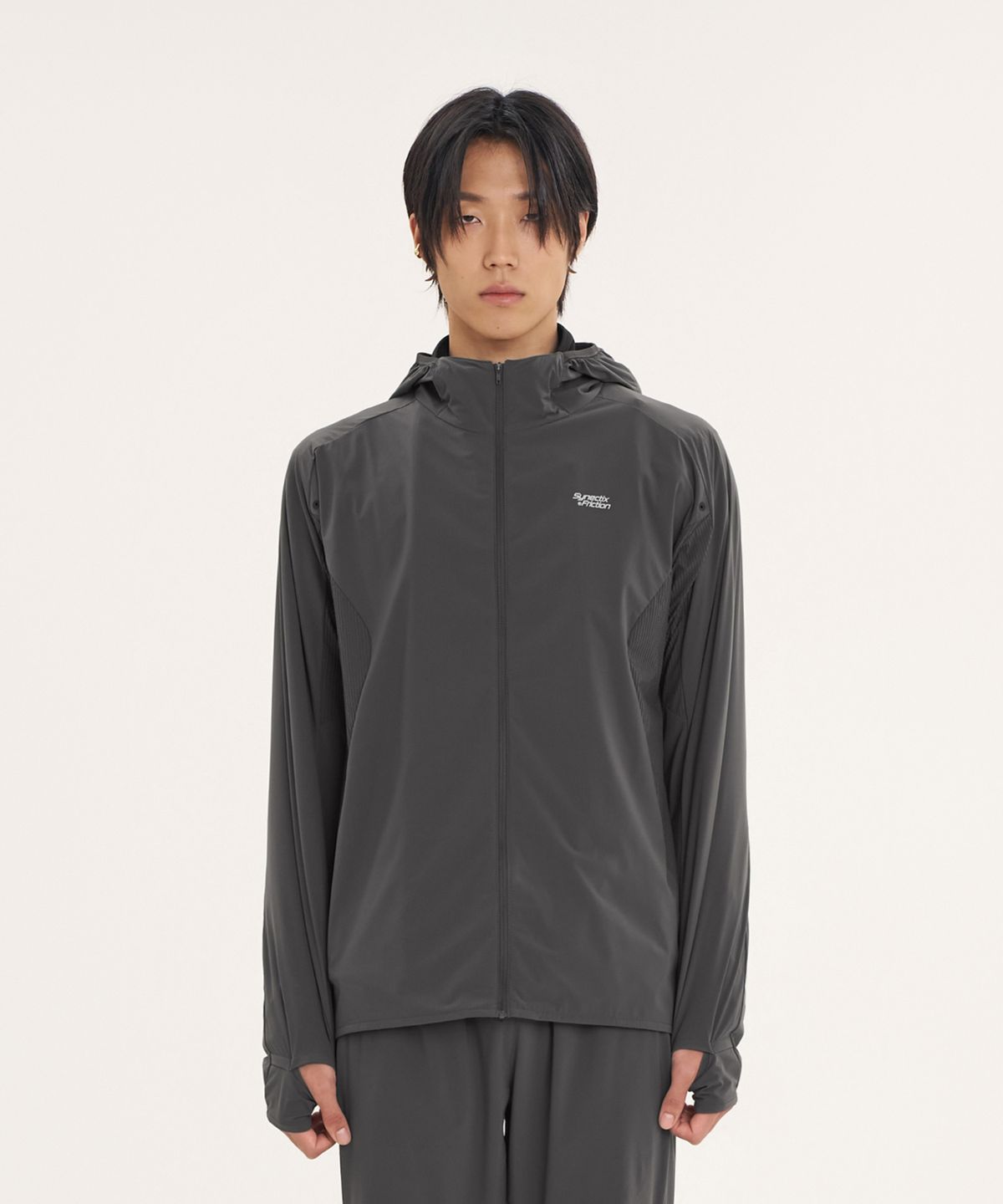 고요웨어(GOYOWEAR) [시넥틱스 프릭션] 써멀그레인 사이드 포켓 자켓 (브라운 그레이)