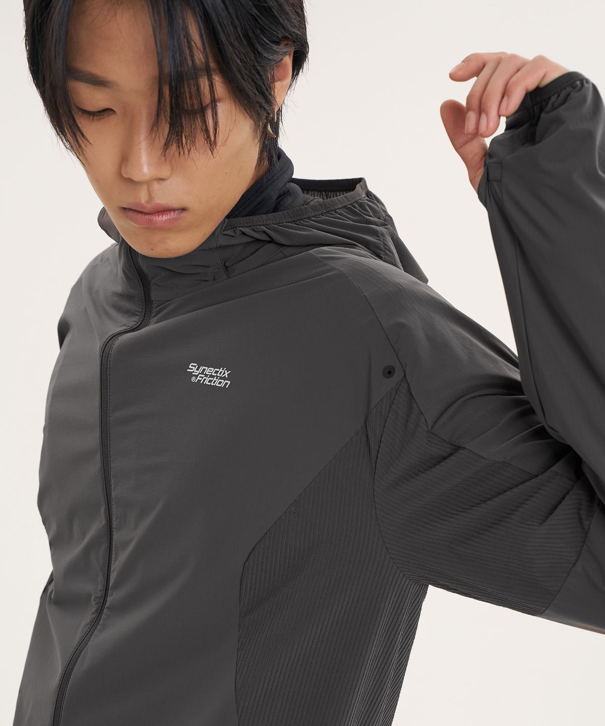 고요웨어(GOYOWEAR) [시넥틱스 프릭션] 써멀그레인 사이드 포켓 자켓 (브라운 그레이)