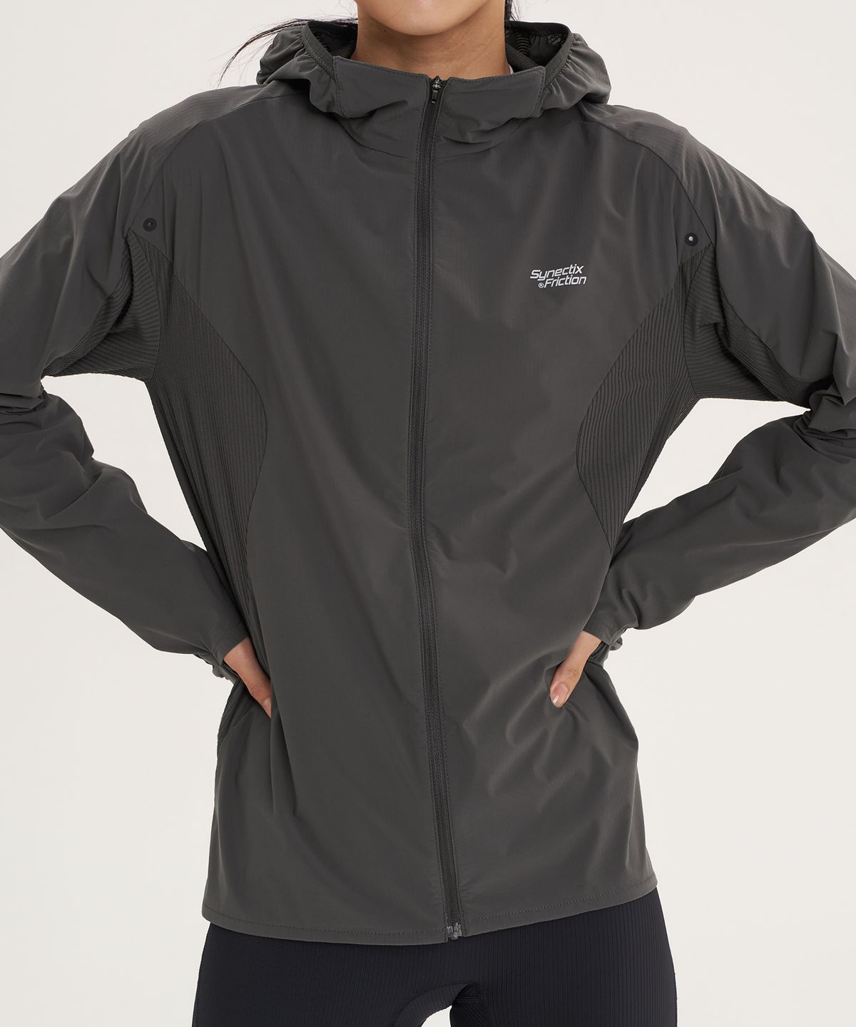 고요웨어(GOYOWEAR) [시넥틱스 프릭션] 써멀그레인 사이드 포켓 자켓 (브라운 그레이)