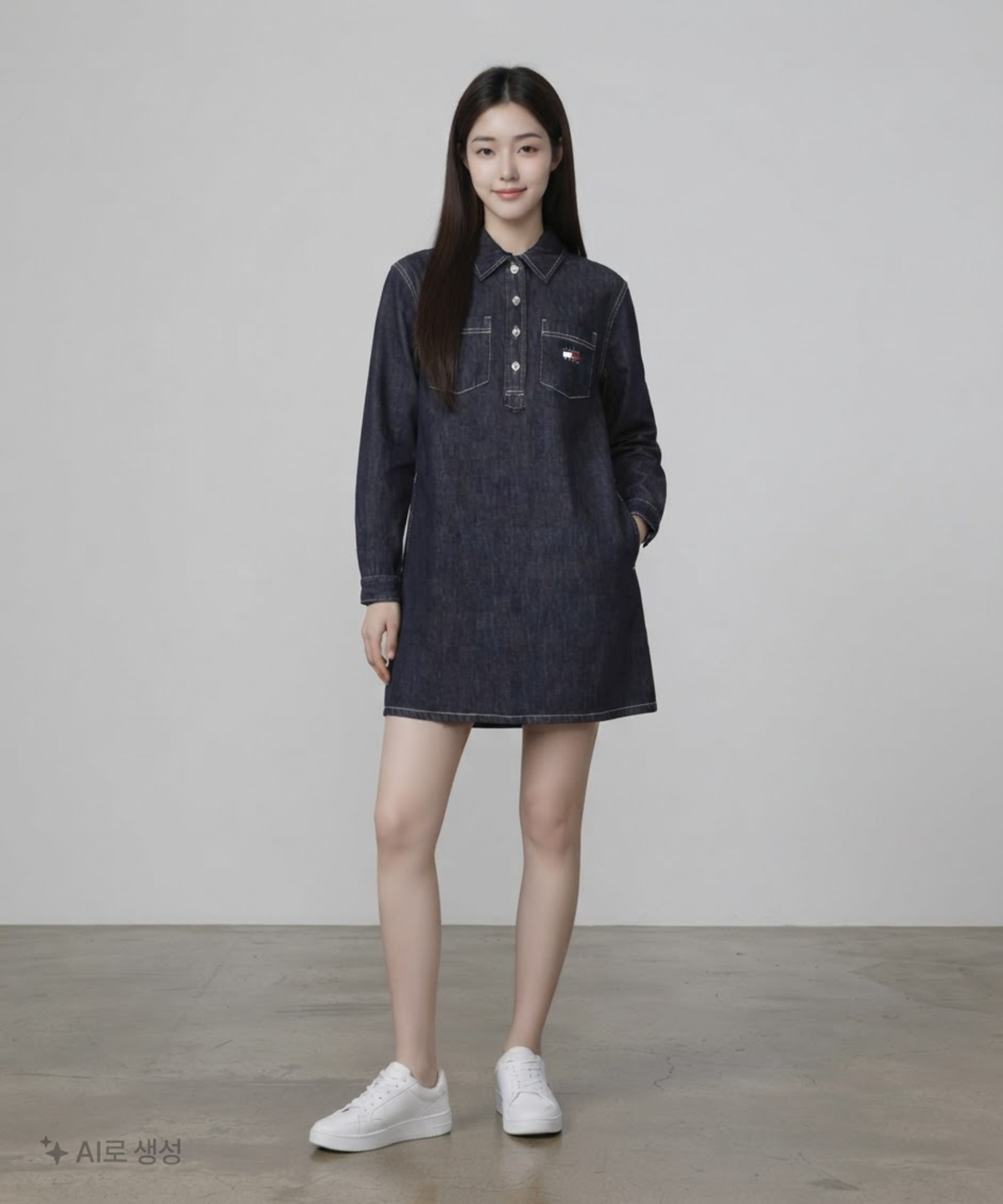 타미진스(TOMMY JEANS) 롱 슬리브 데님 드레스 S