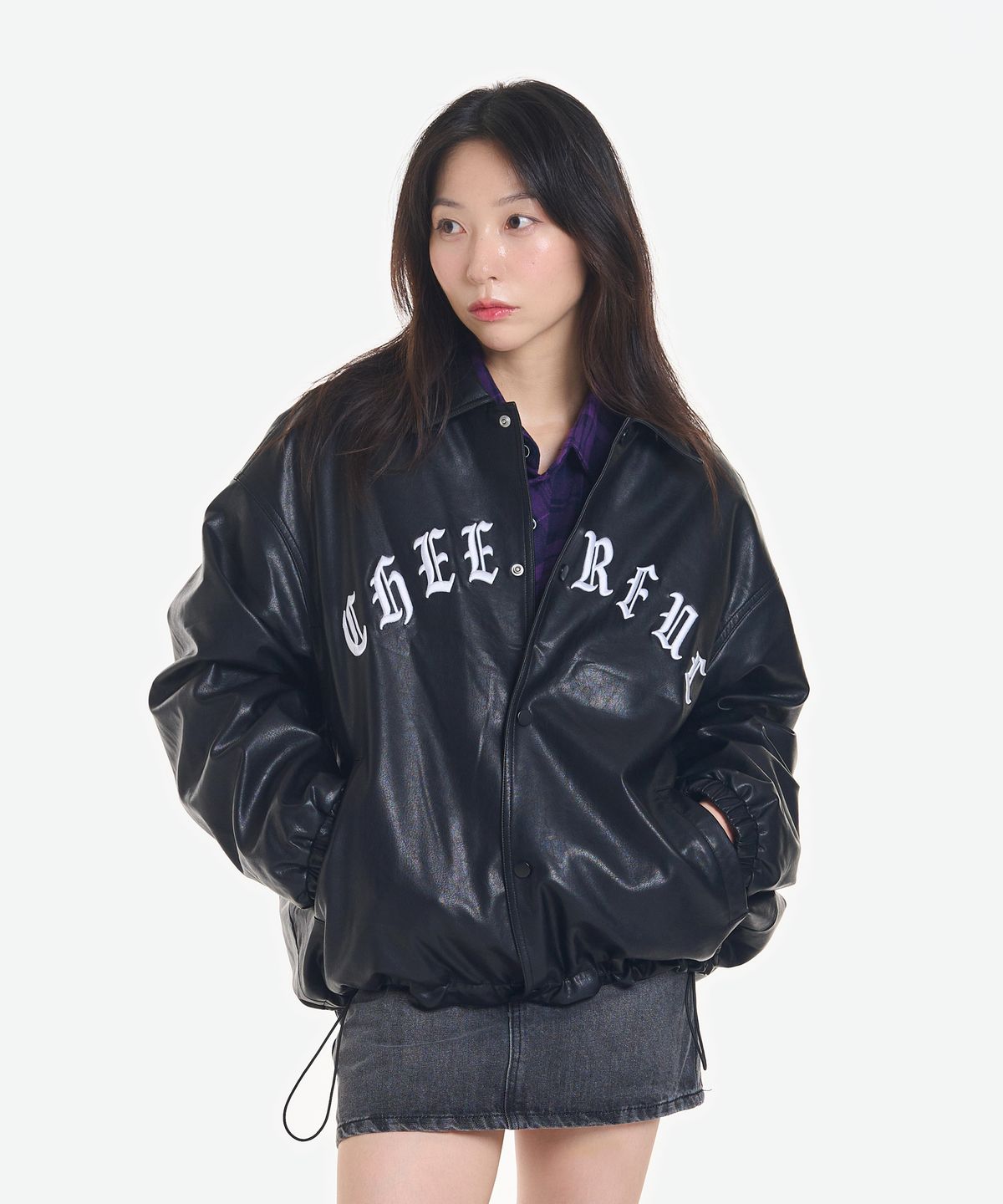 더블제이디(DOUBLE JD) 누빔 레더 코치 자켓
