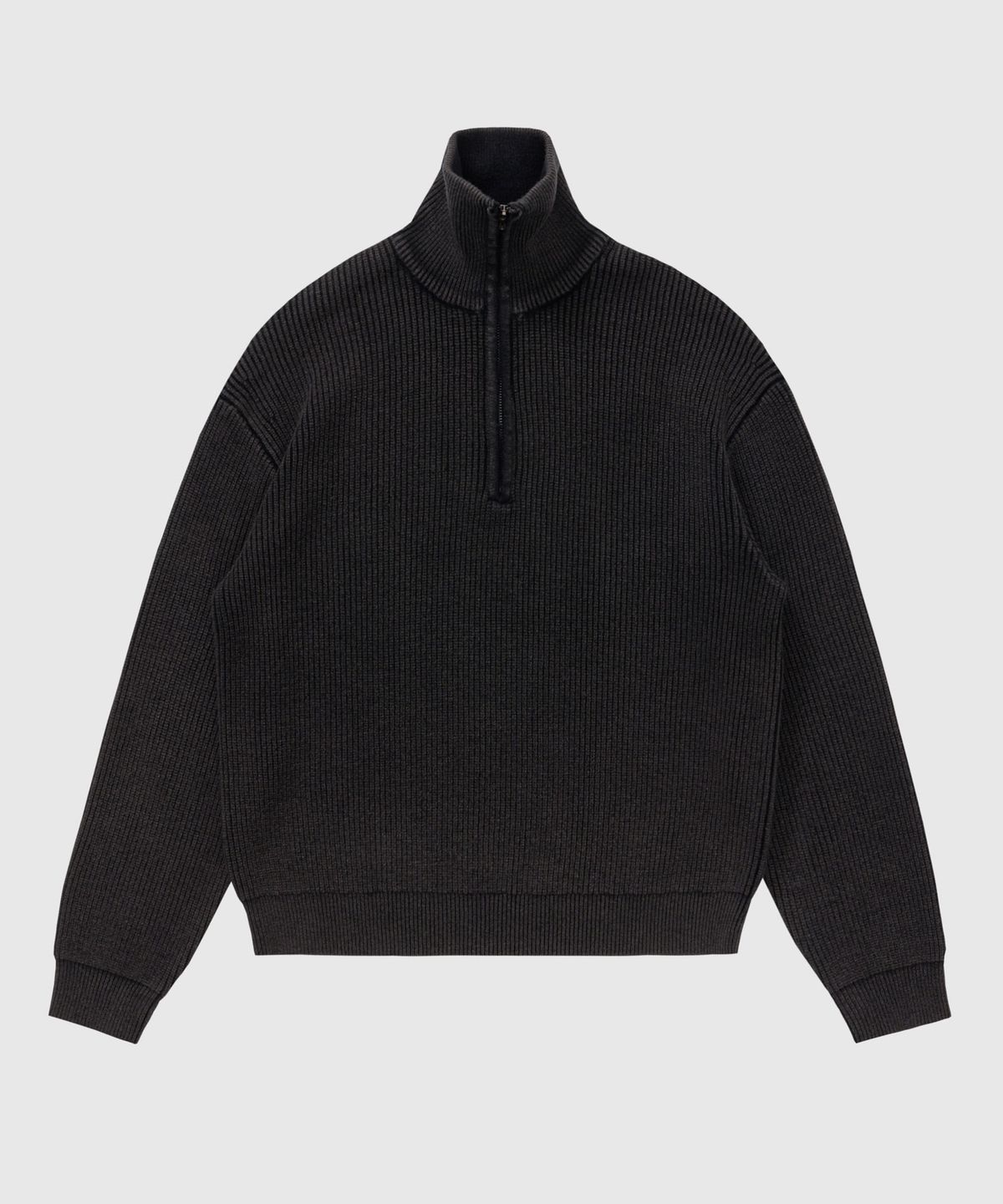 필프(PEALP) VINTAGE WASHED HALF KNIT ZIP-UP 76 (CHARCOAL)