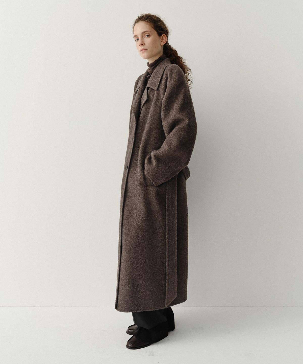 이아(EAAH) BABY ALPACA HANDMADE BALMACAAN COAT (TAUPE BROWN)