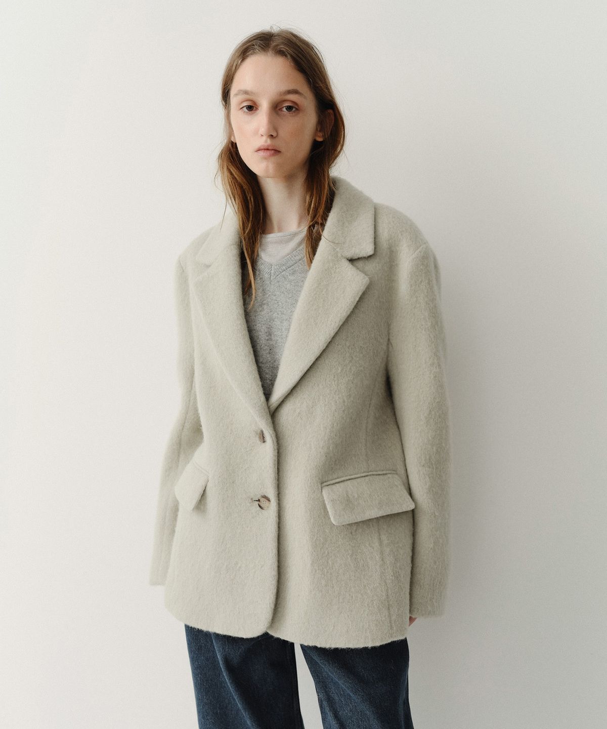 이아(EAAH) SURI ALPACA TAILORED JACKET (SAGE GREEN)