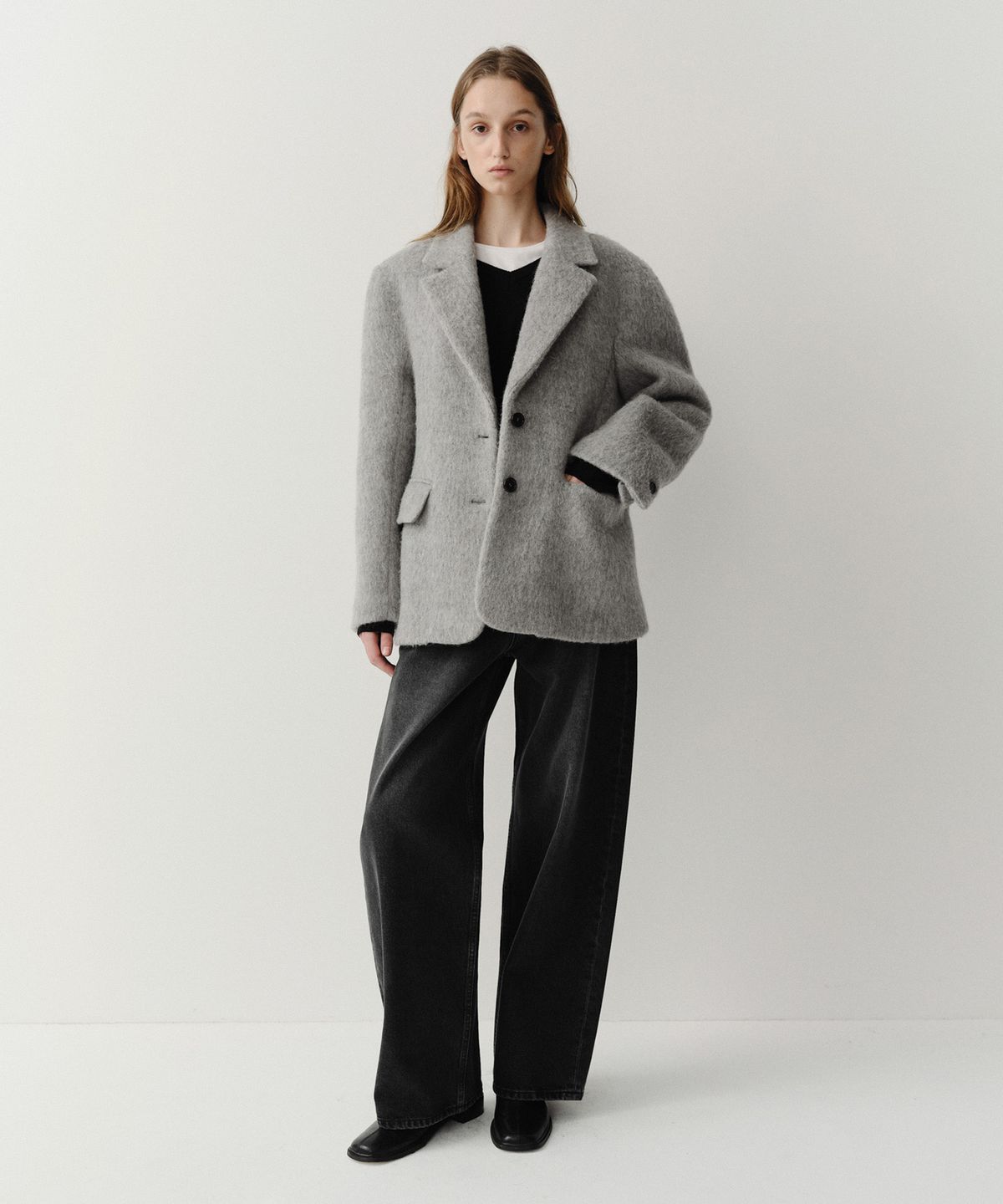이아(EAAH) SURI ALPACA TAILORED JACKET (GREY)