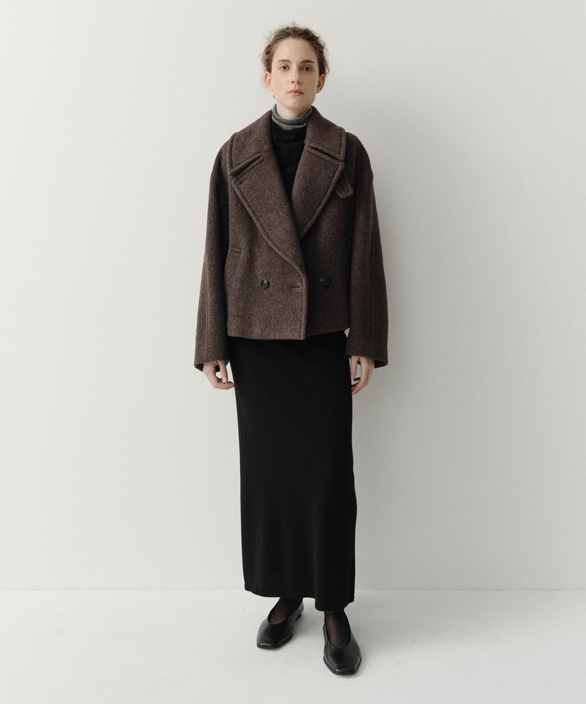 이아(EAAH) BABY ALPACA FUNNEL NECK COAT (TAUPE BROWN)