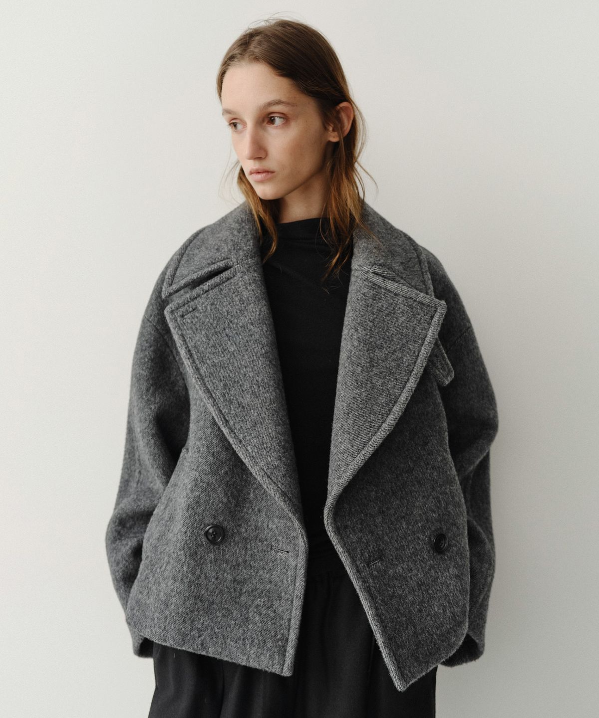 이아(EAAH) BABY ALPACA FUNNEL NECK COAT (CHARCOAL)
