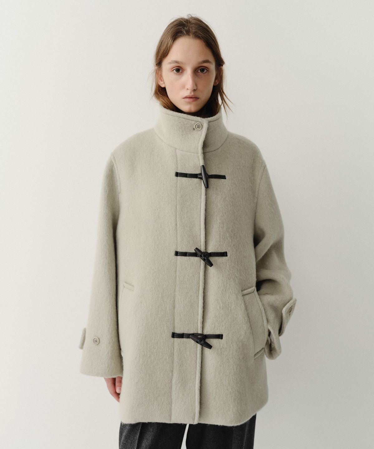 이아(EAAH) ALPACA DAVE HALF COAT (SAGE GREEN)