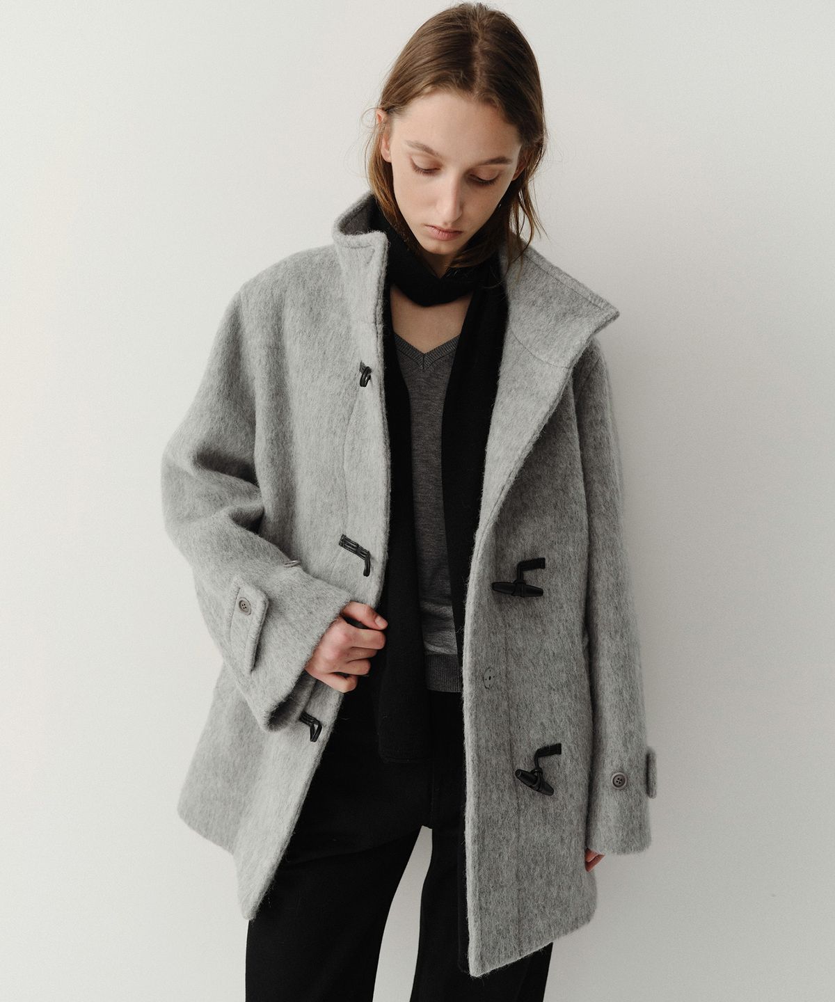 이아(EAAH) ALPACA DAVE HALF COAT (GREY)