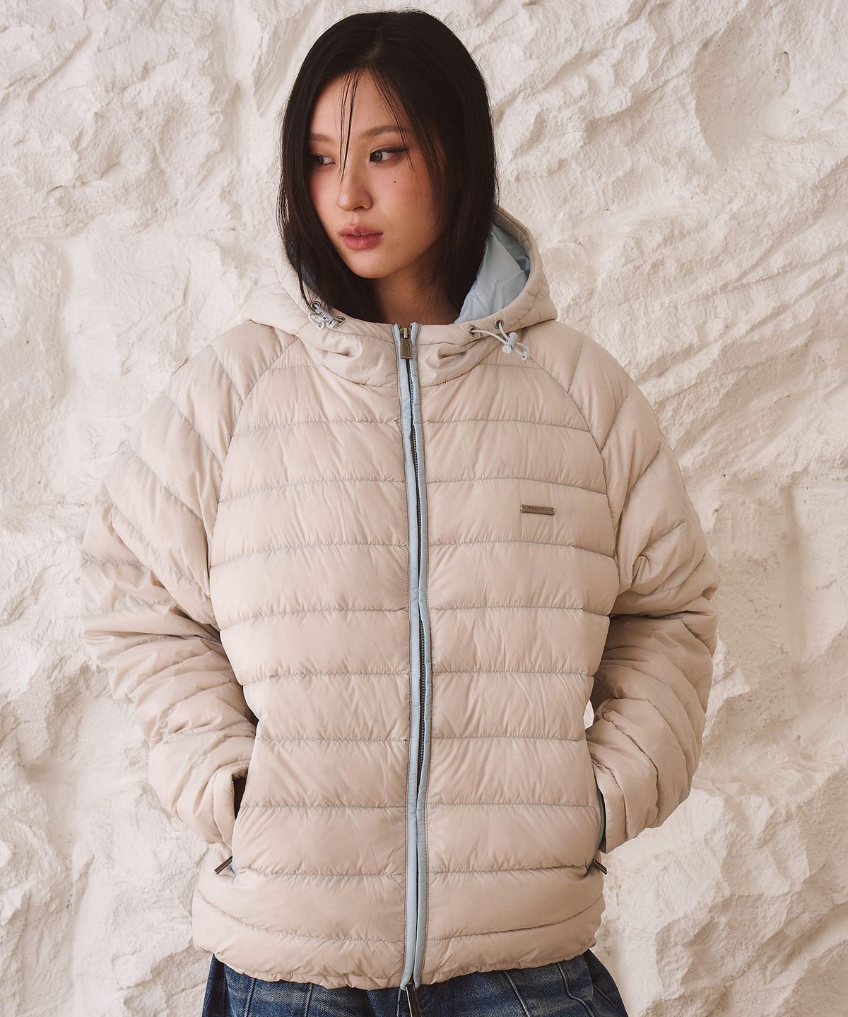 프렌다(PRENDA) BASIC HOODED LIGHT DOWN LIGHT GRAY