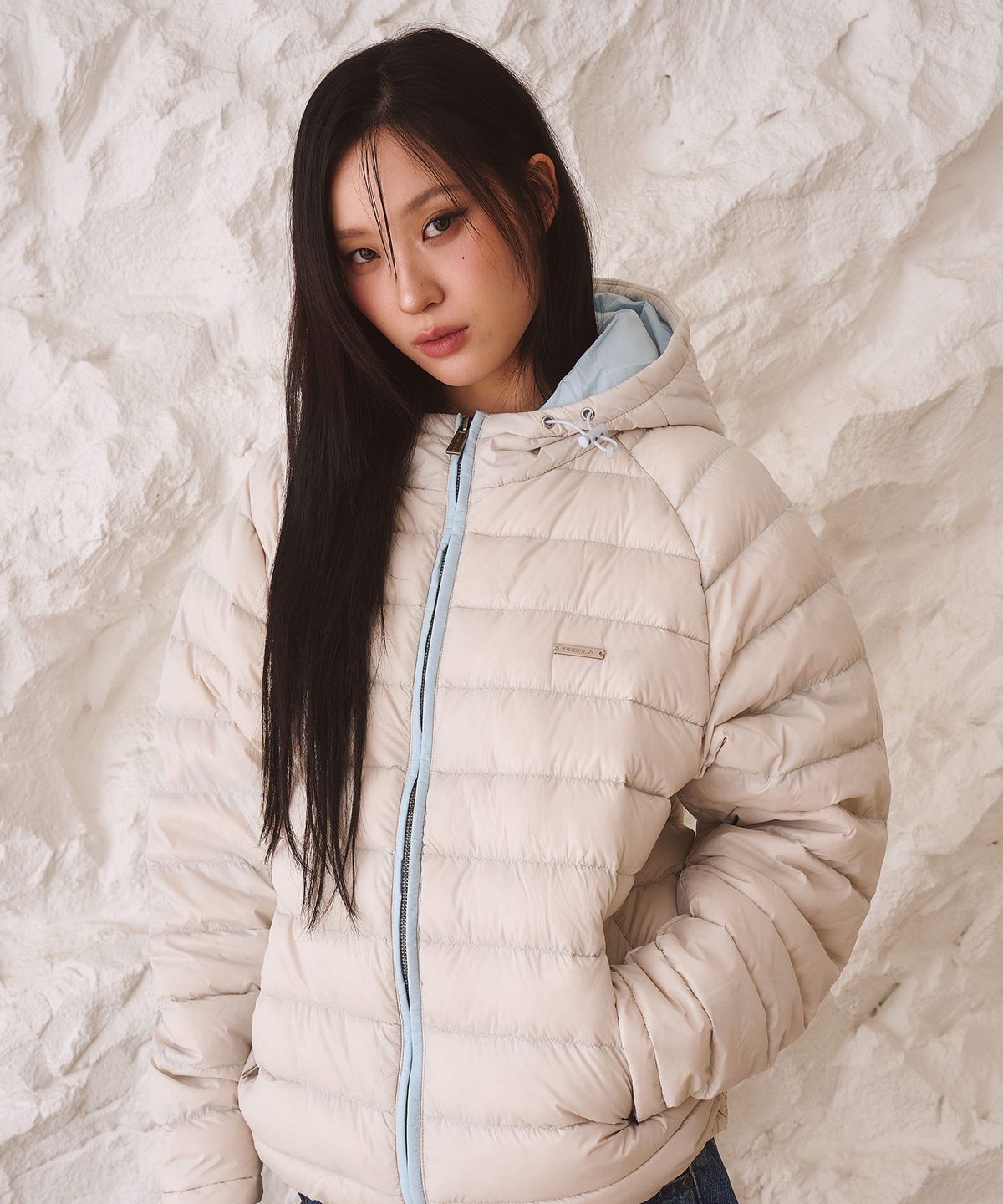 프렌다(PRENDA) BASIC HOODED LIGHT DOWN LIGHT GRAY