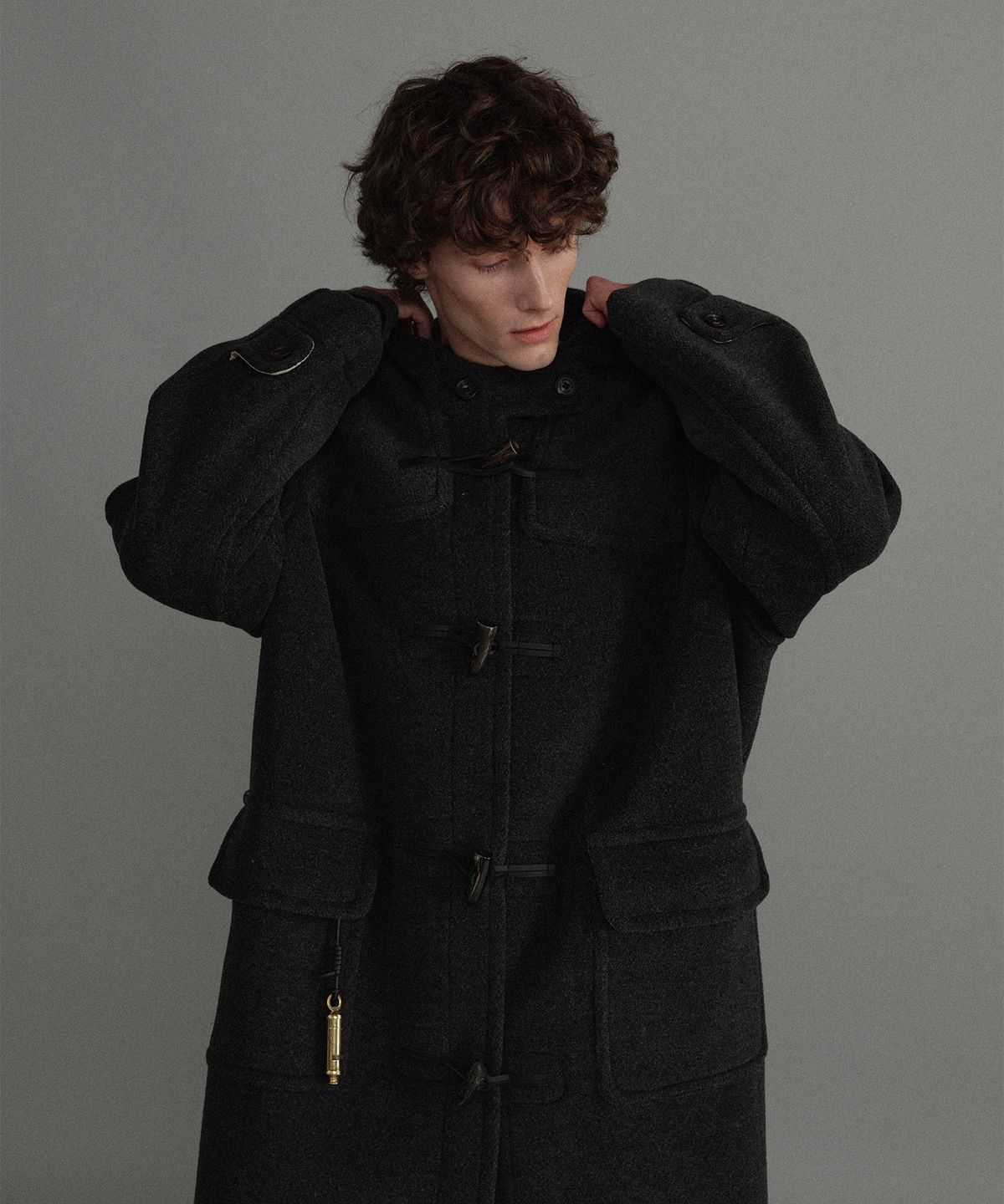 몽고메리(MONTGOMERY) ORIGINAL HERRINGBONE DUFFLE COAT- CHARCOAL