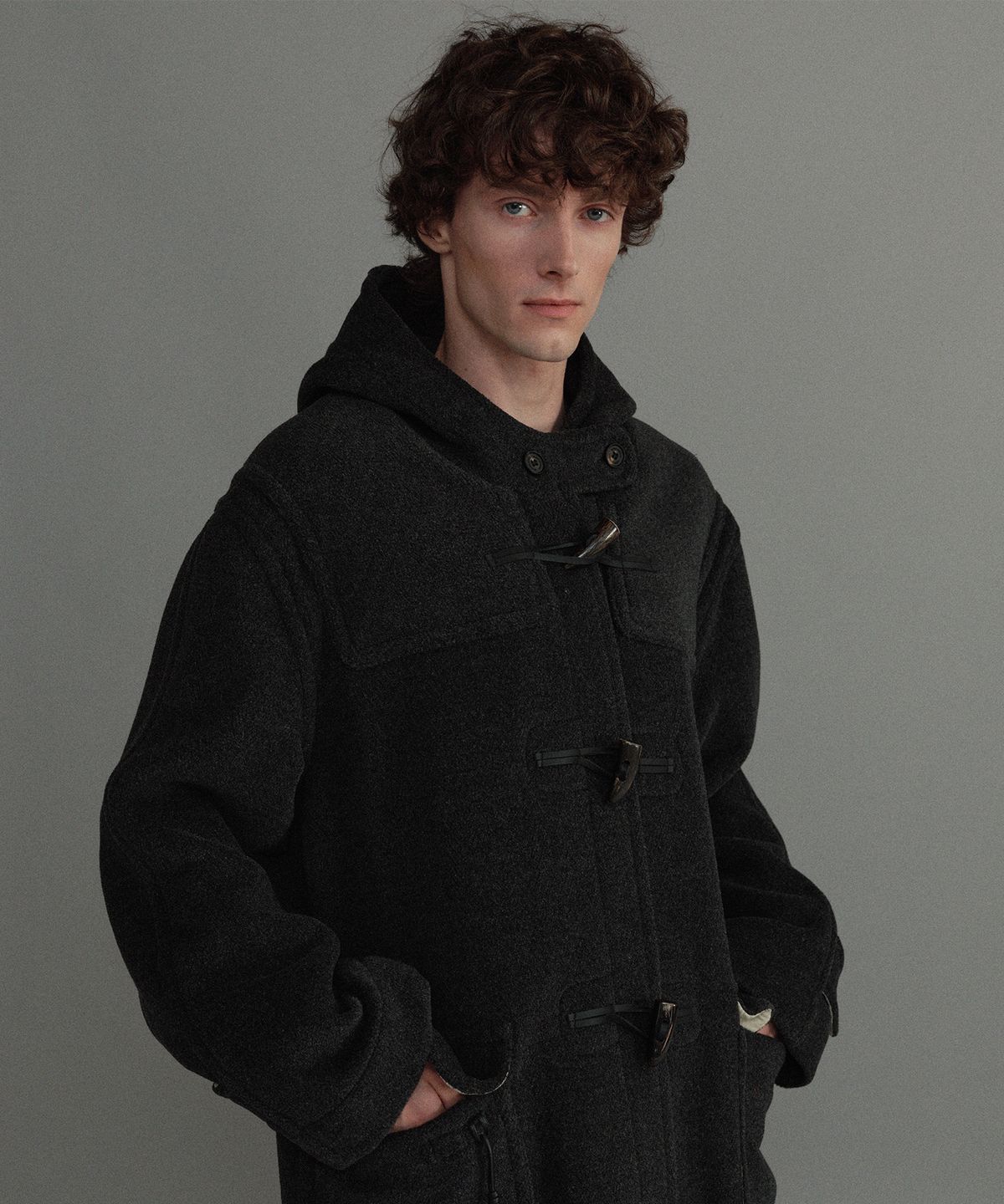몽고메리(MONTGOMERY) ORIGINAL HERRINGBONE DUFFLE COAT- CHARCOAL