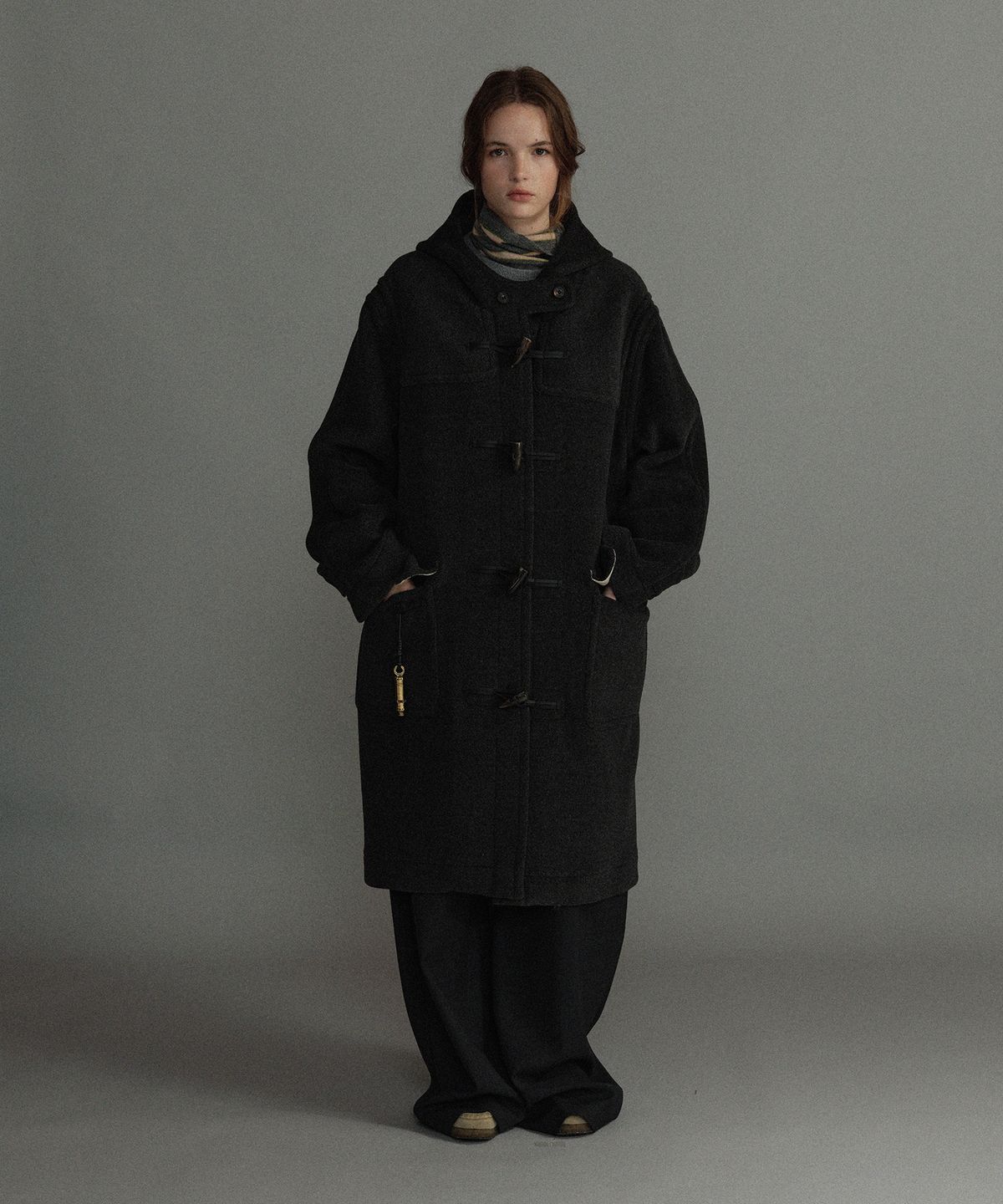 몽고메리(MONTGOMERY) ORIGINAL HERRINGBONE DUFFLE COAT- CHARCOAL
