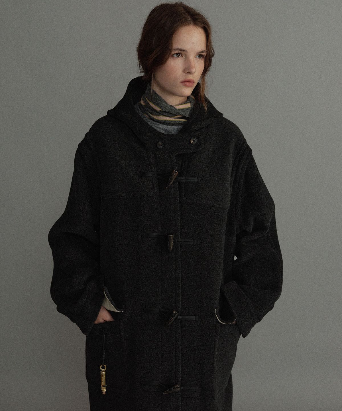 몽고메리(MONTGOMERY) ORIGINAL HERRINGBONE DUFFLE COAT- CHARCOAL