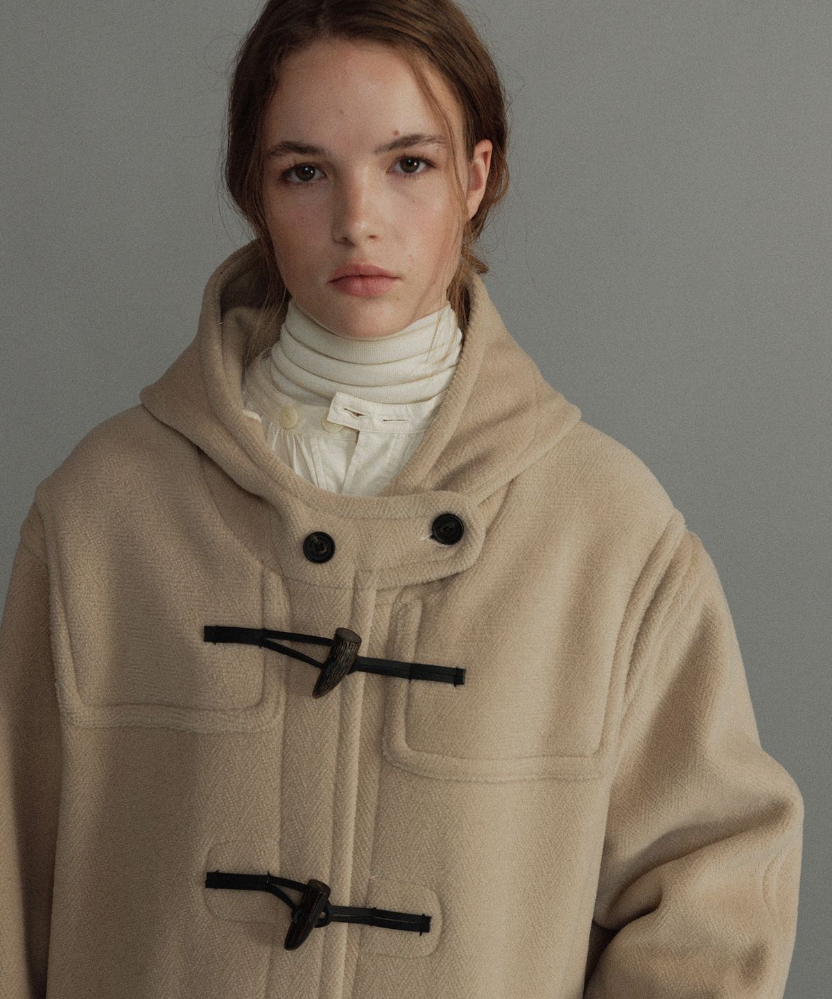 몽고메리(MONTGOMERY) ORIGINAL HERRINGBONE DUFFLE COAT- IVORY