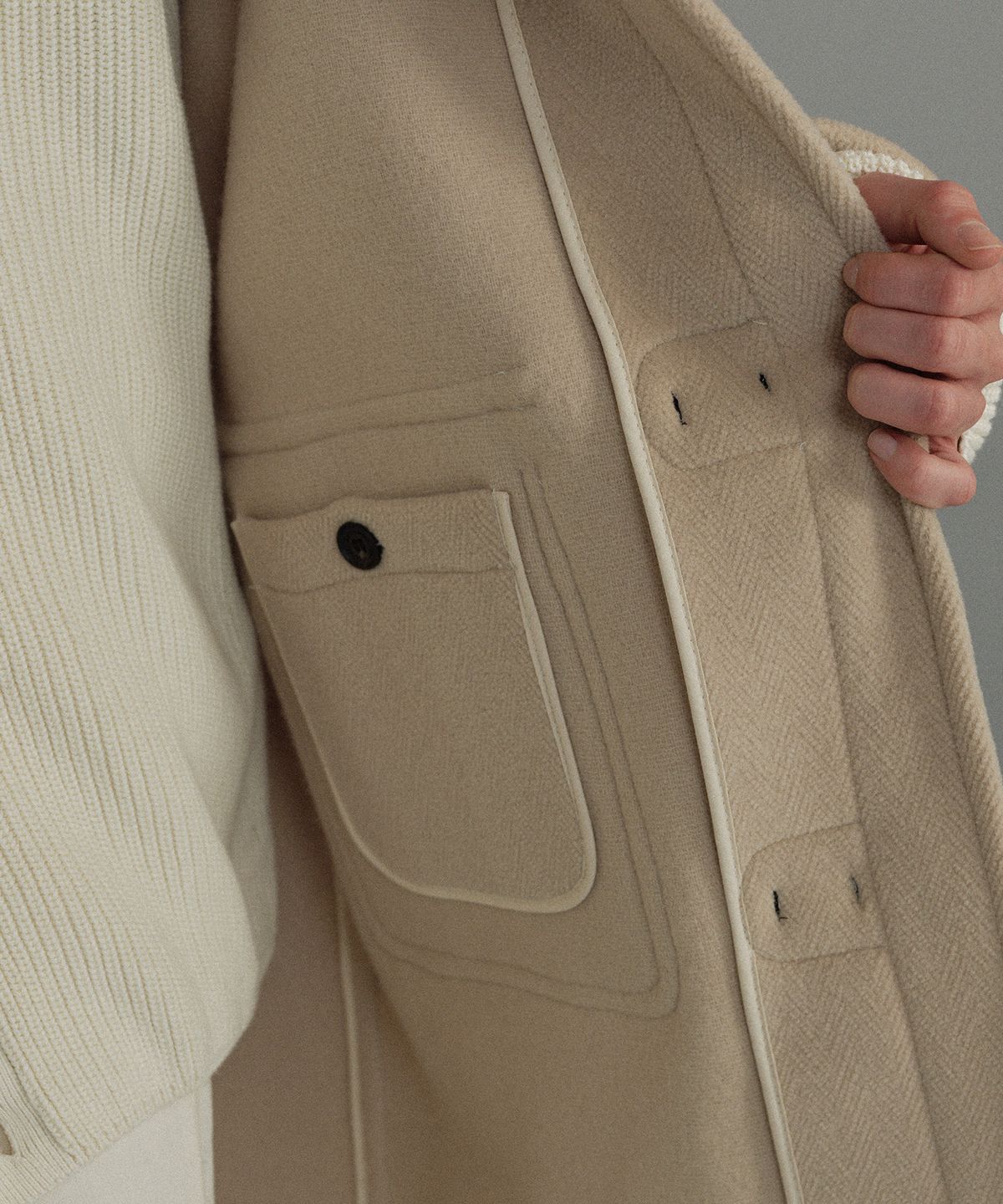 몽고메리(MONTGOMERY) ORIGINAL HERRINGBONE DUFFLE COAT- IVORY