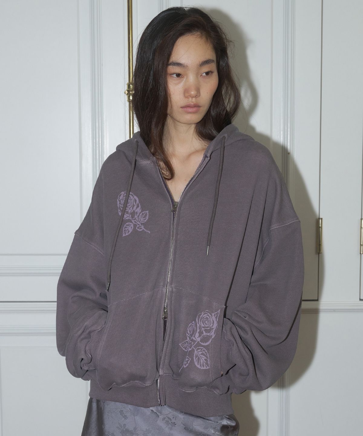 더포르타(THEPORTA) ROSE PIGMENT HOOD ZIP-UP, PURPLE