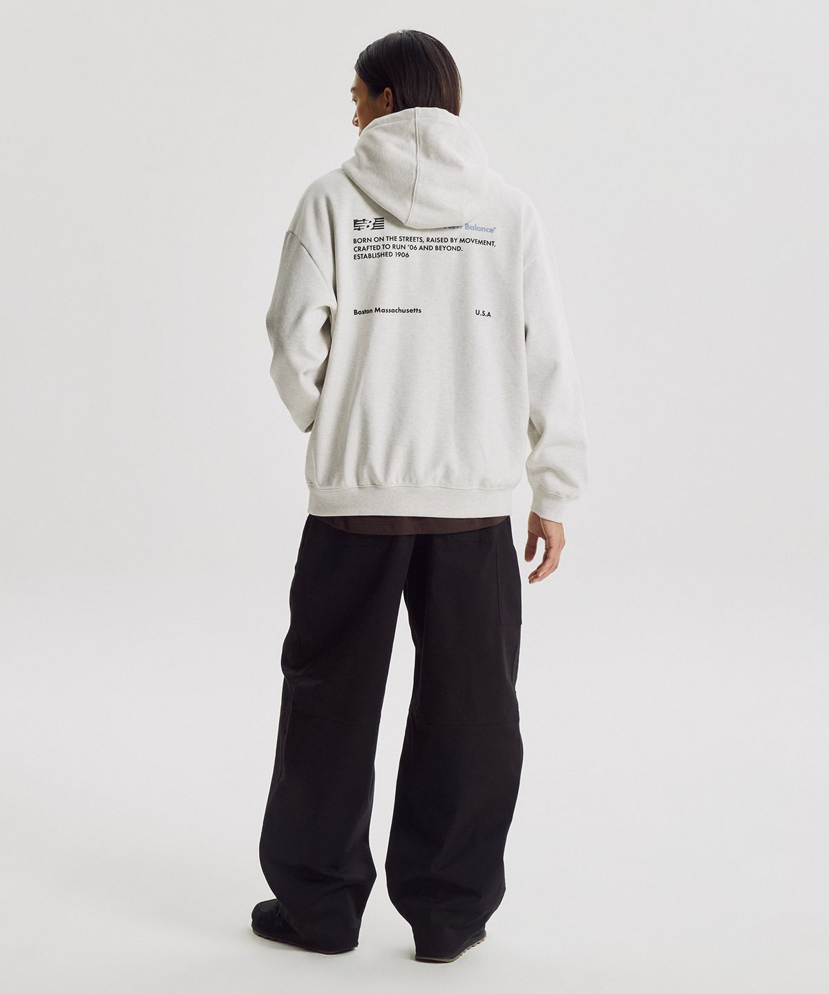 뉴발란스(NEW BALANCE) NBN0G41053 / UNI NEW GREY 레터링 기모 후드티 (OATMEAL)