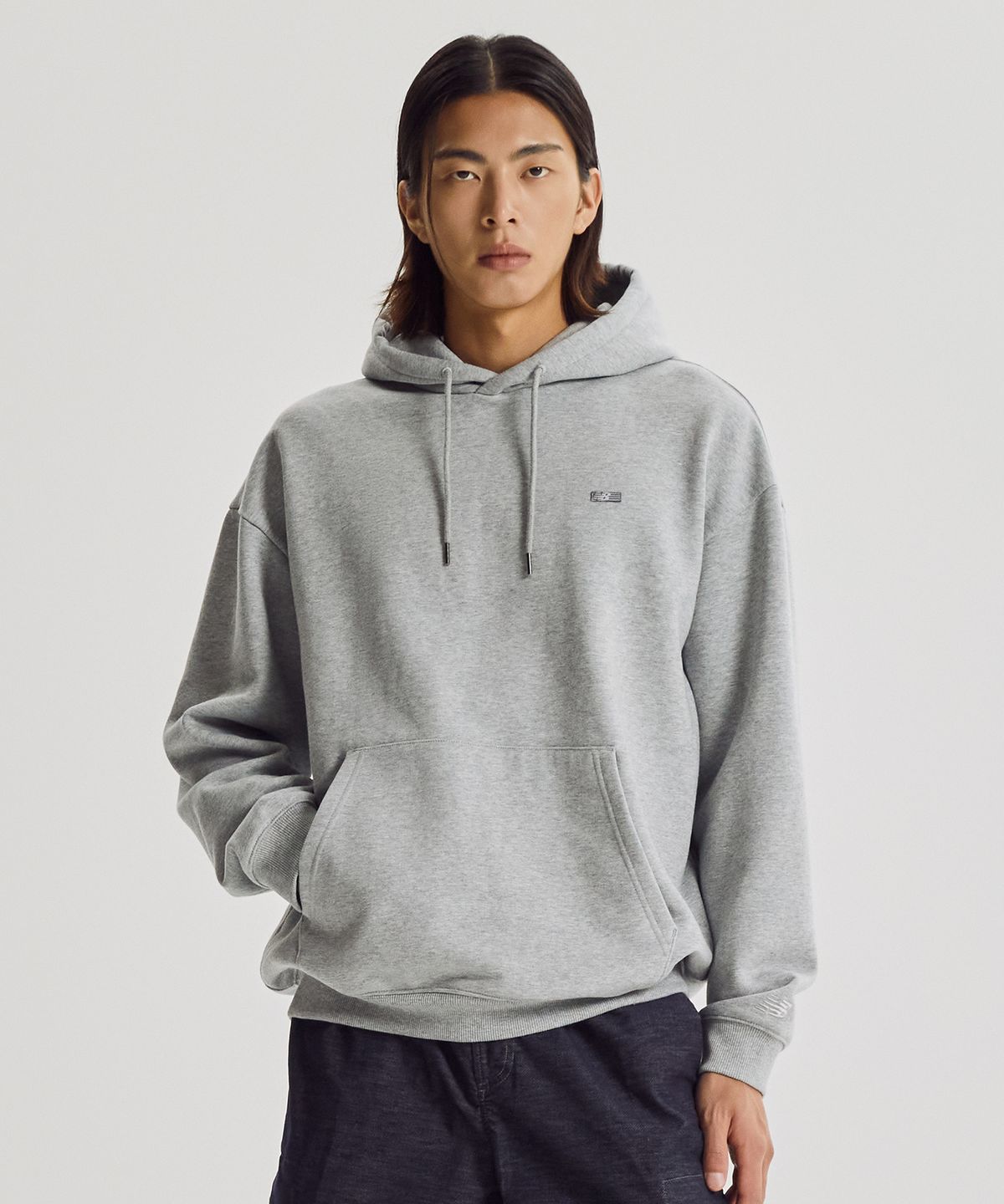 뉴발란스(NEW BALANCE) NBN0G41053 / UNI NEW GREY 레터링 기모 후드티 (M/GRAY)