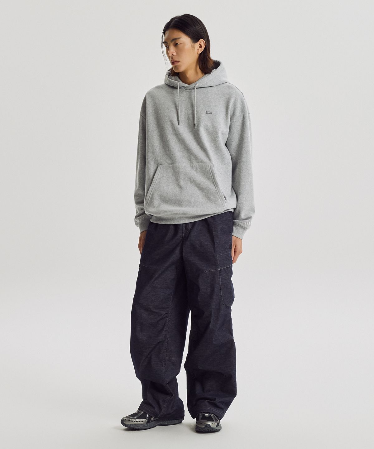 뉴발란스(NEW BALANCE) NBN0G41053 / UNI NEW GREY 레터링 기모 후드티 (M/GRAY)