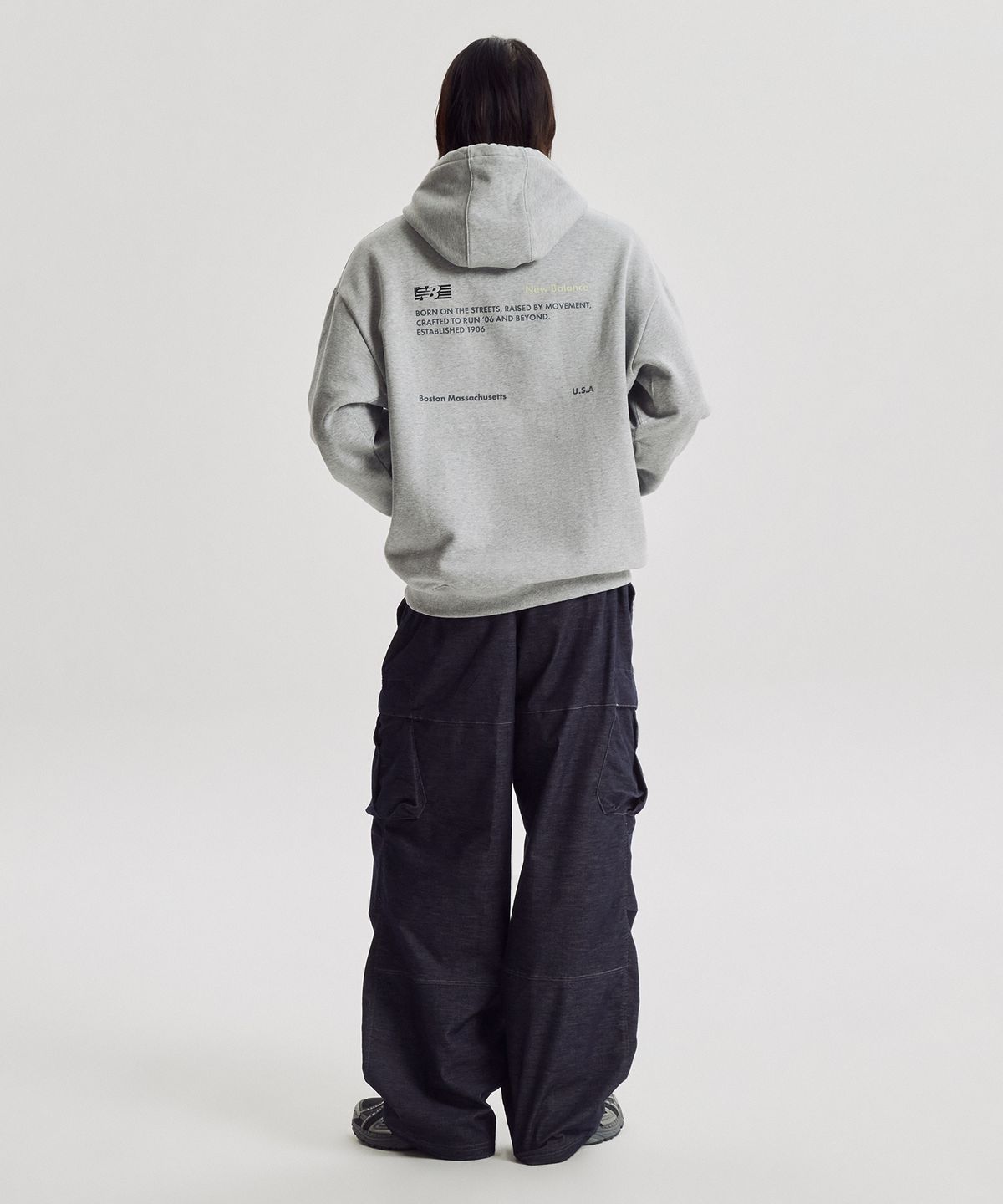 뉴발란스(NEW BALANCE) NBN0G41053 / UNI NEW GREY 레터링 기모 후드티 (M/GRAY)