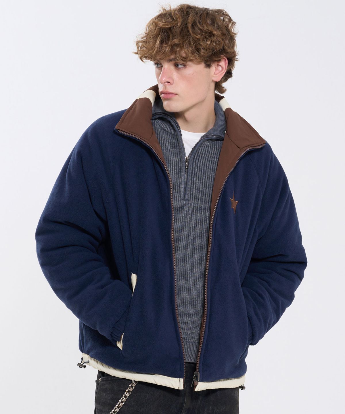 필프(PEALP) REVERSIBLE FLEECE TRACK JACKET 72 (BROWN)