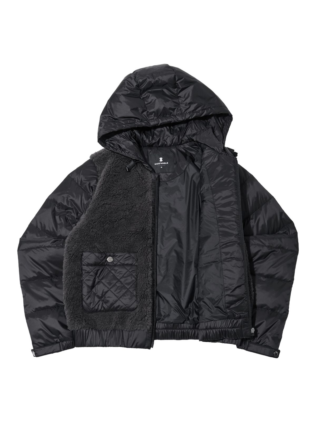 와이드앵글(WIDEANGLE) CO 플럼핑 퍼 하이브리드 후디 다운 L_Dark Grey_WWW26571C6