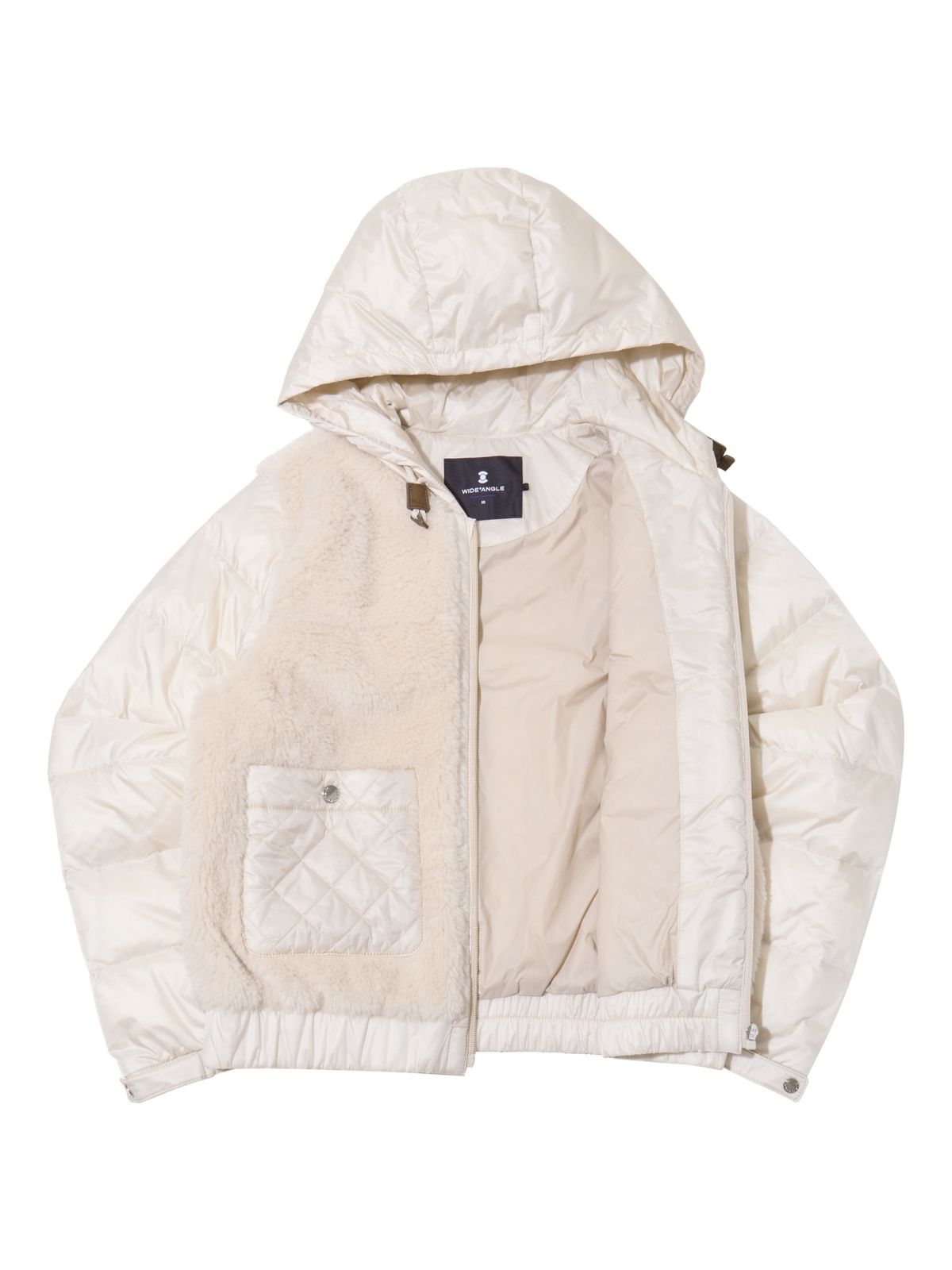 와이드앵글(WIDEANGLE) CO 플럼핑 퍼 하이브리드 후디 다운 L_PINK BEIGE_WWW26571EU